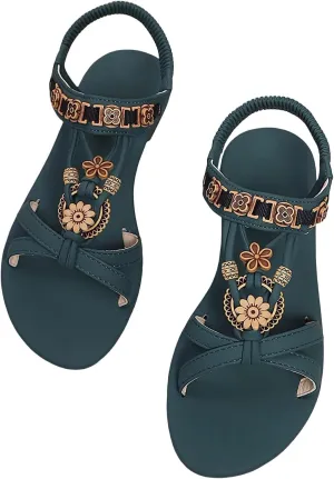 Summer flat Sandals For Women 2025 New Casual Comfortable boho Sandal Trendy low heel dress shoes for womens