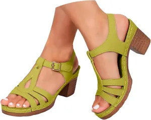 Summer Sandals for Women 2025 New Dressy Open Toe Cutout Chunky Heeled Wedges Sandal Hollow Slip on Beach Boho Comfortable Shoe Outdoor Vacation Party Shoes