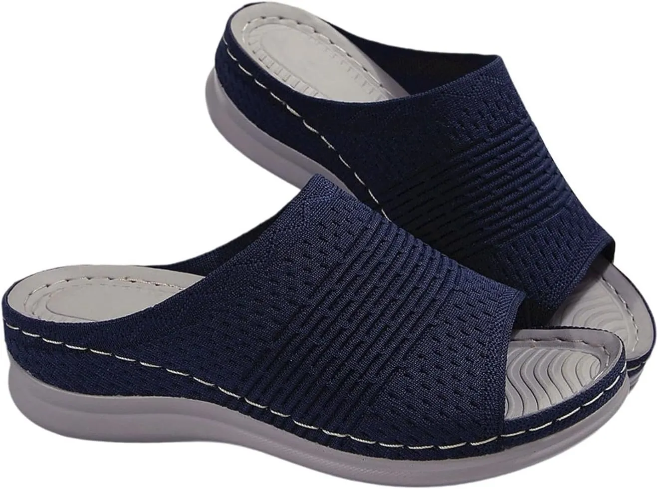 Summer Sandals For Women 2025 Trendy Wedges Comfortable Slides Breathable Open Toe Platform Wedge Slip On Sandals