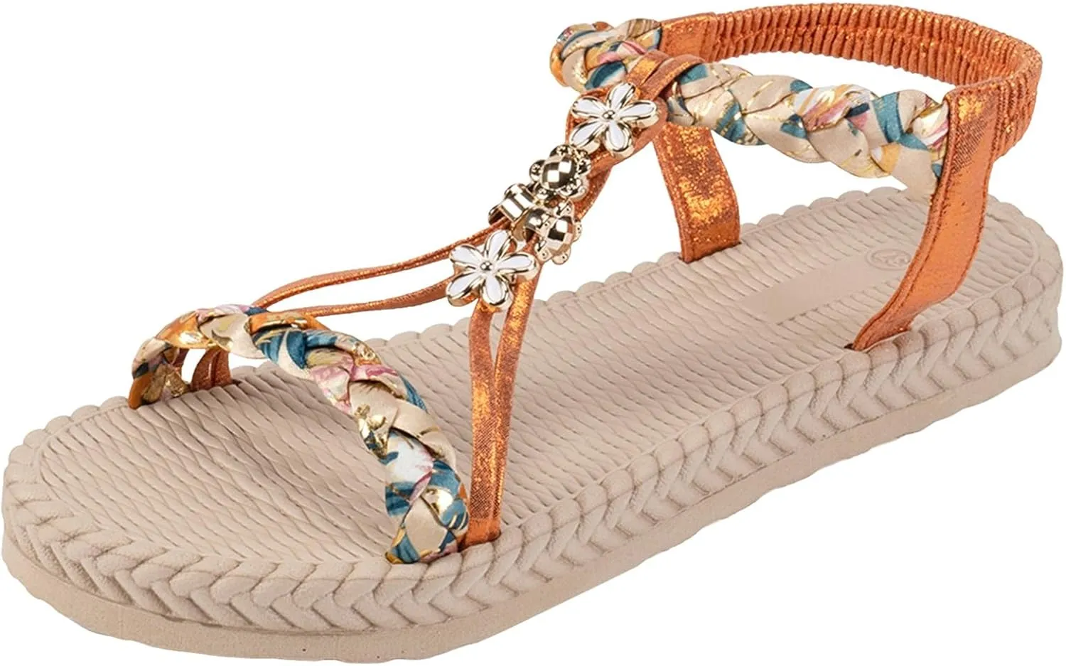 Summer Sandals for Women 2025 Trendy Womens Low Wedge Heels Sandal Platform Dressy Comfort Walking Non Slip Casual Beach Shoes Ankle Elastic Bohemian Woven Shoe