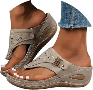 Summer Sandals for Women 2025 Women's Comfortable Breathable Mesh Orthopedic Sports Slippers Arch Support Beach Leisure Wedge Heel Flip Flops Outdoor Vacation Party Shoes