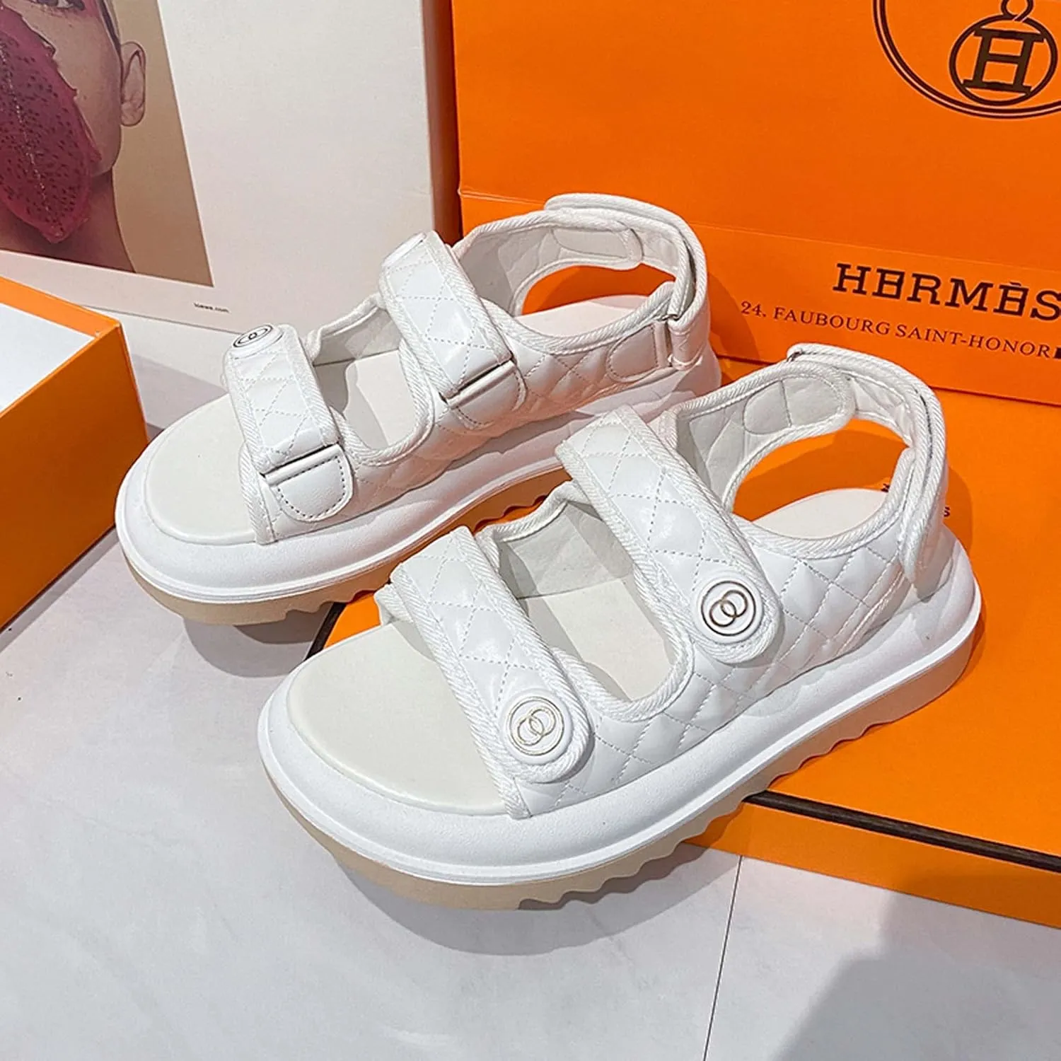 Summer women's sandals fashionable minimalist trendy casual lightweight breathable comfortable soft anti slip wear-resistant One line buckle