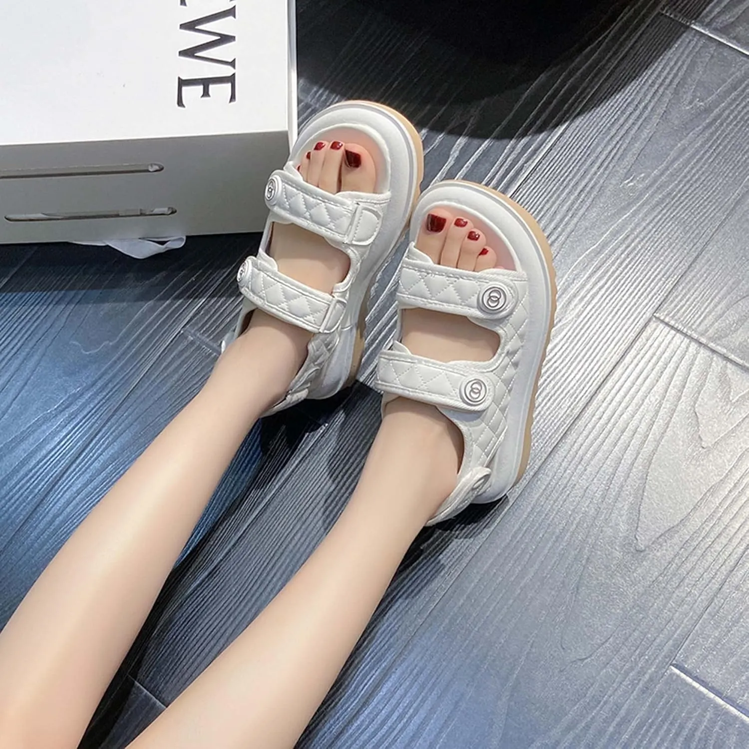 Summer women's sandals fashionable minimalist trendy casual lightweight breathable comfortable soft anti slip wear-resistant One line buckle