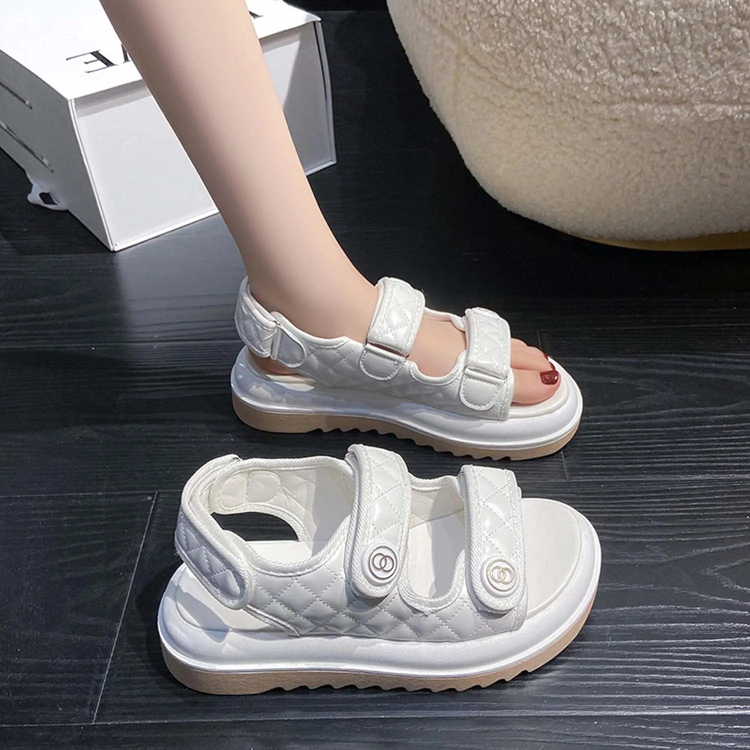 Summer women's sandals fashionable minimalist trendy casual lightweight breathable comfortable soft anti slip wear-resistant One line buckle