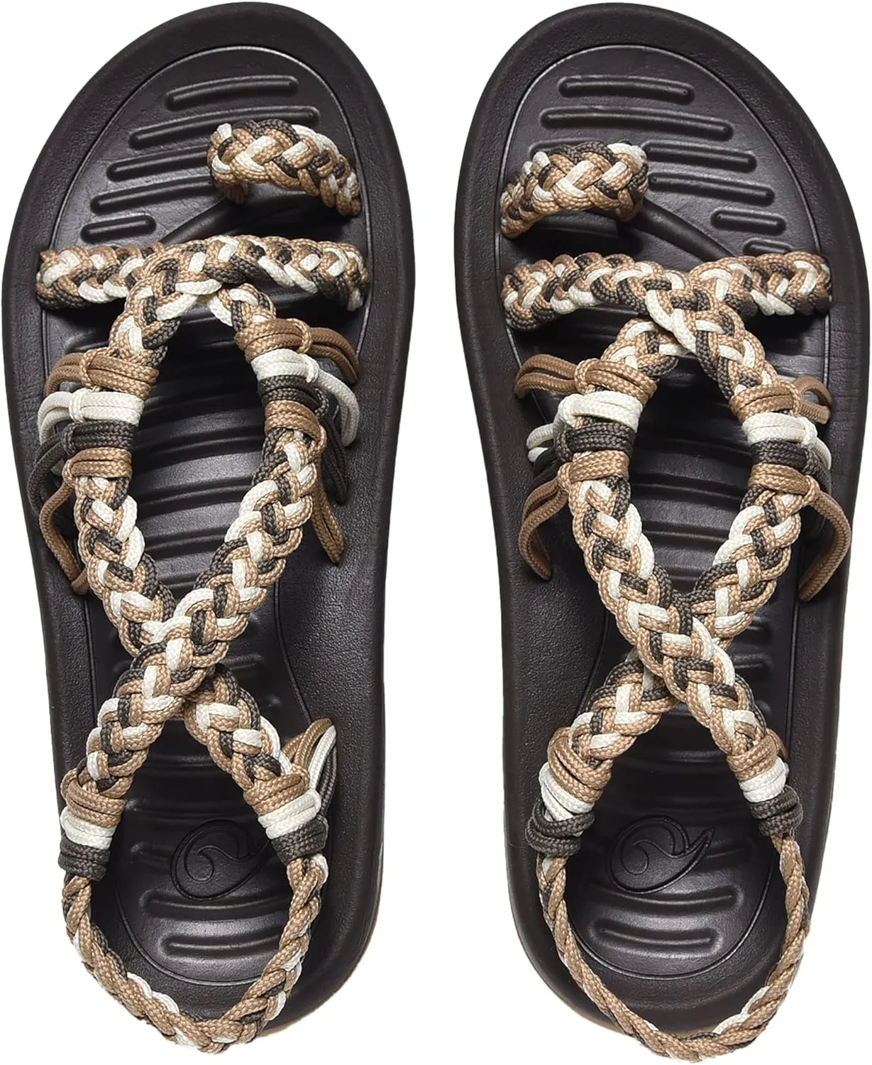 SURRAY Womens Summer Flat Sandals Comfortable Arch Support Walking Braided Beach Sandals, Size US 5-11