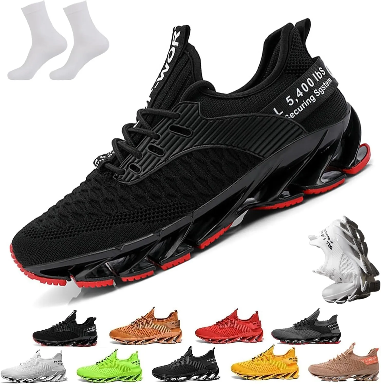 Tallboost Sneakers, Height Boosting Shoes for Men, Comfort Non Slip Breathable Knit Slip on Men Walking Running Shoes Invisible Height Increasing Shoes(Black-b,US 11)