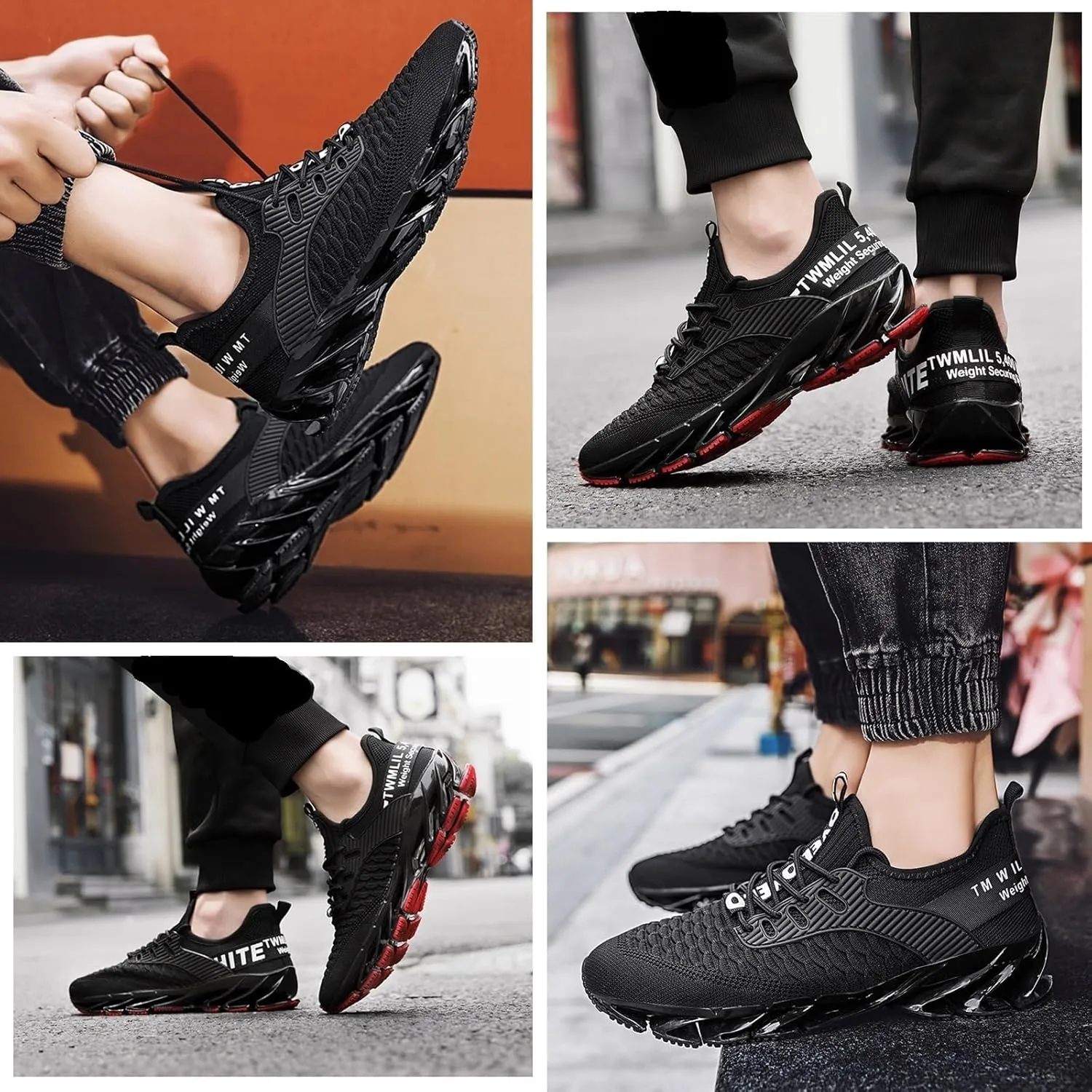 Tallboost Sneakers, Height Boosting Shoes for Men, Mens Tallboost Shoes Walking Shoes Comfort Non Slip Breathable Knit Slip On Sneakers(Black-a,US 8.5)