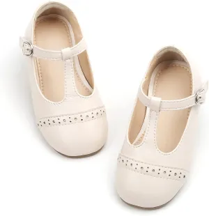 THEE BRON Girl's T-Strap Flats Toddler/Little Kid Ballet Mary Jane Party Dress Shoes