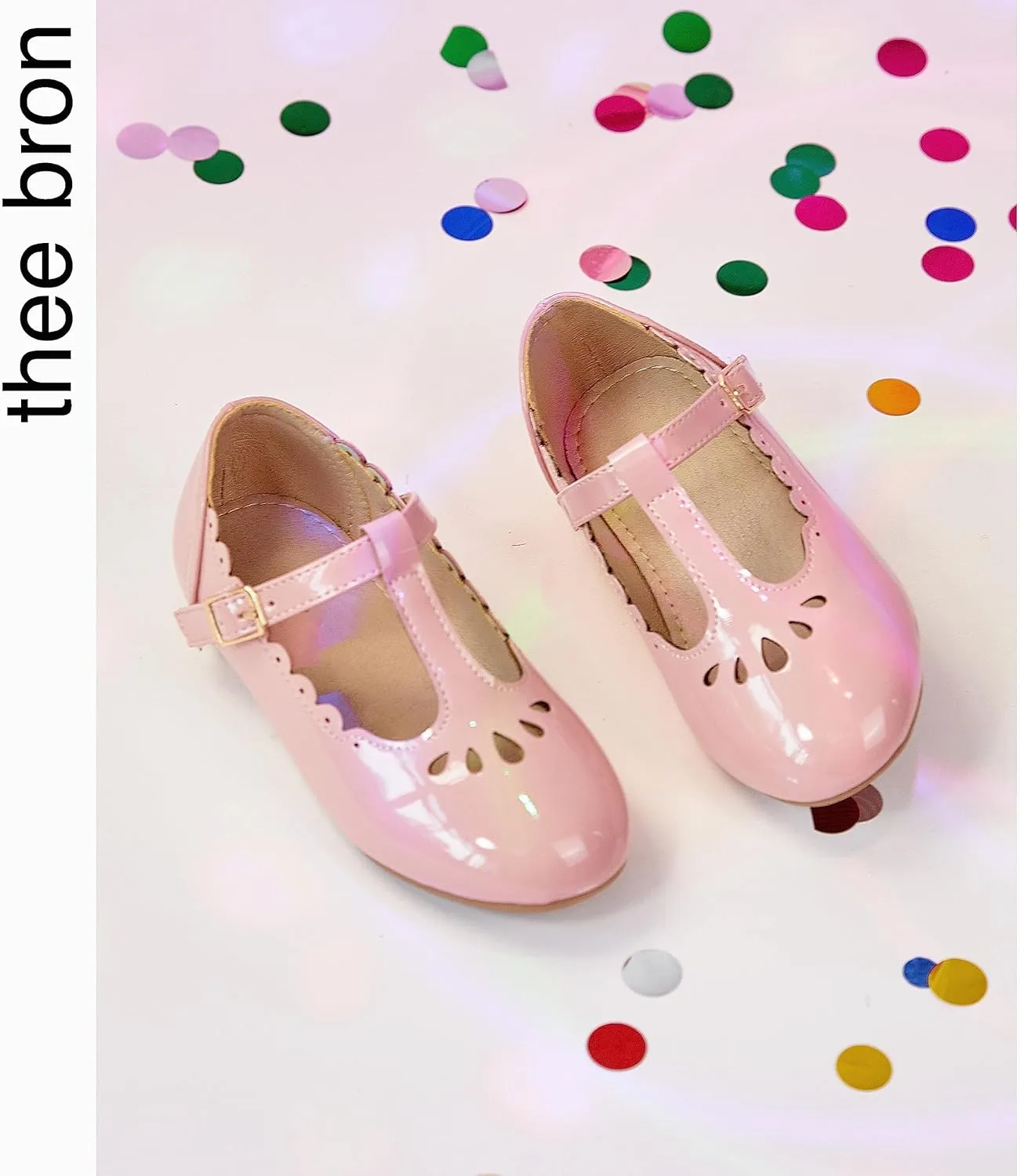THEE BRON Girl's T-Strap Flats Toddler/Little Kid Ballet Mary Jane Party Dress Shoes