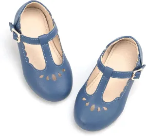 THEE BRON Girl's T-Strap Flats Toddler/Little Kid Ballet Mary Jane Party Dress Shoes