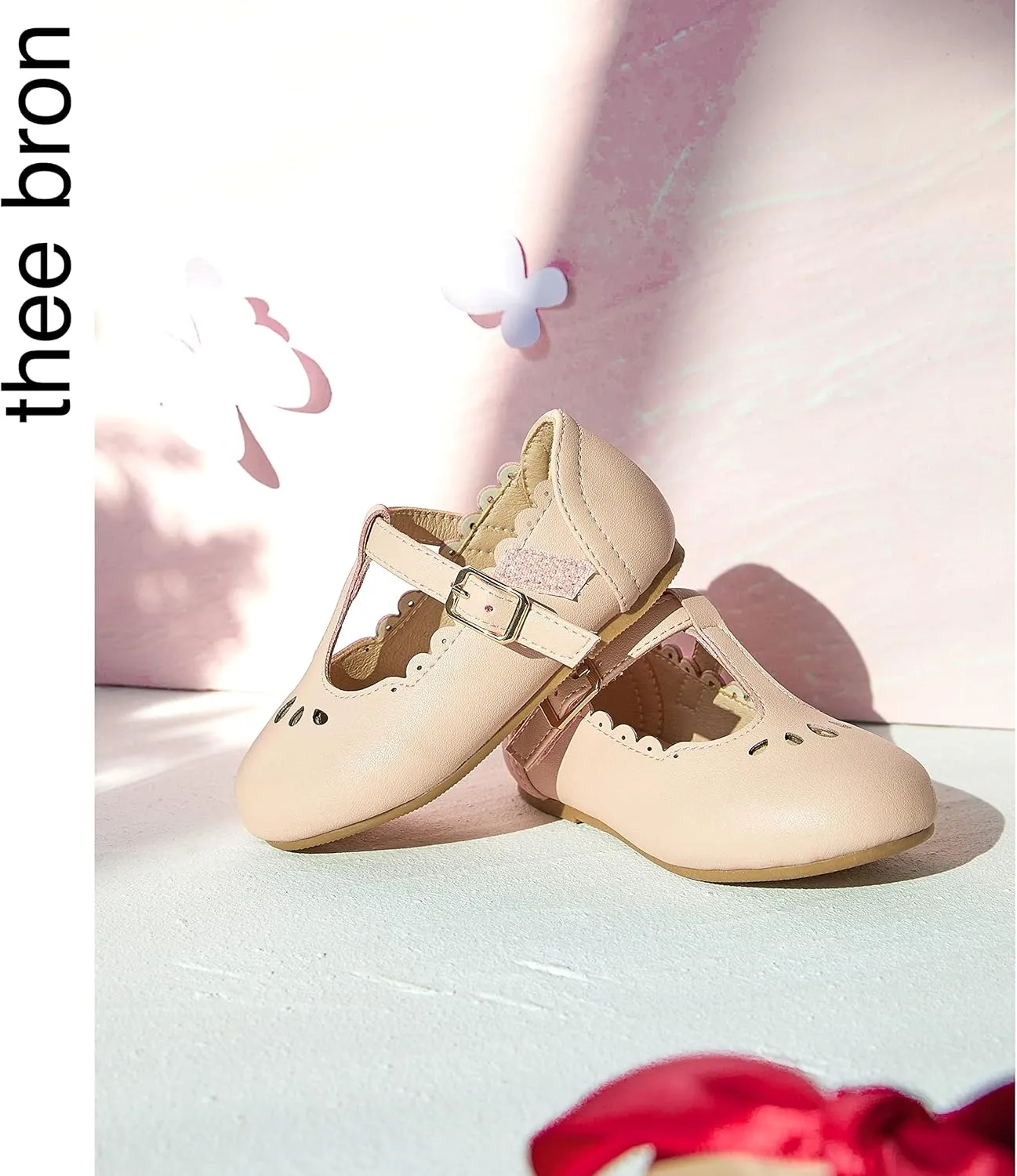 THEE BRON Girl's T-Strap Flats Toddler/Little Kid Ballet Mary Jane Party Dress Shoes