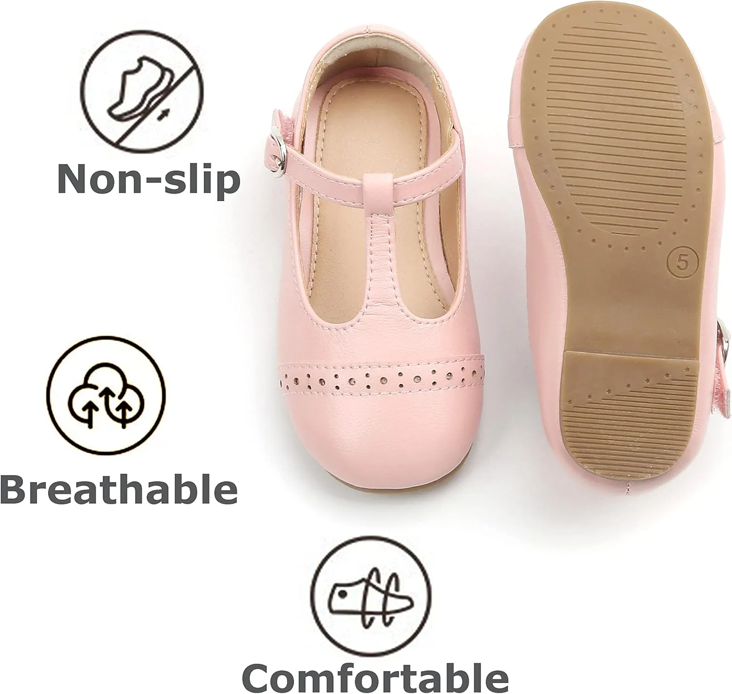 THEE BRON Girl's T-Strap Flats Toddler/Little Kid Ballet Mary Jane Party Dress Shoes