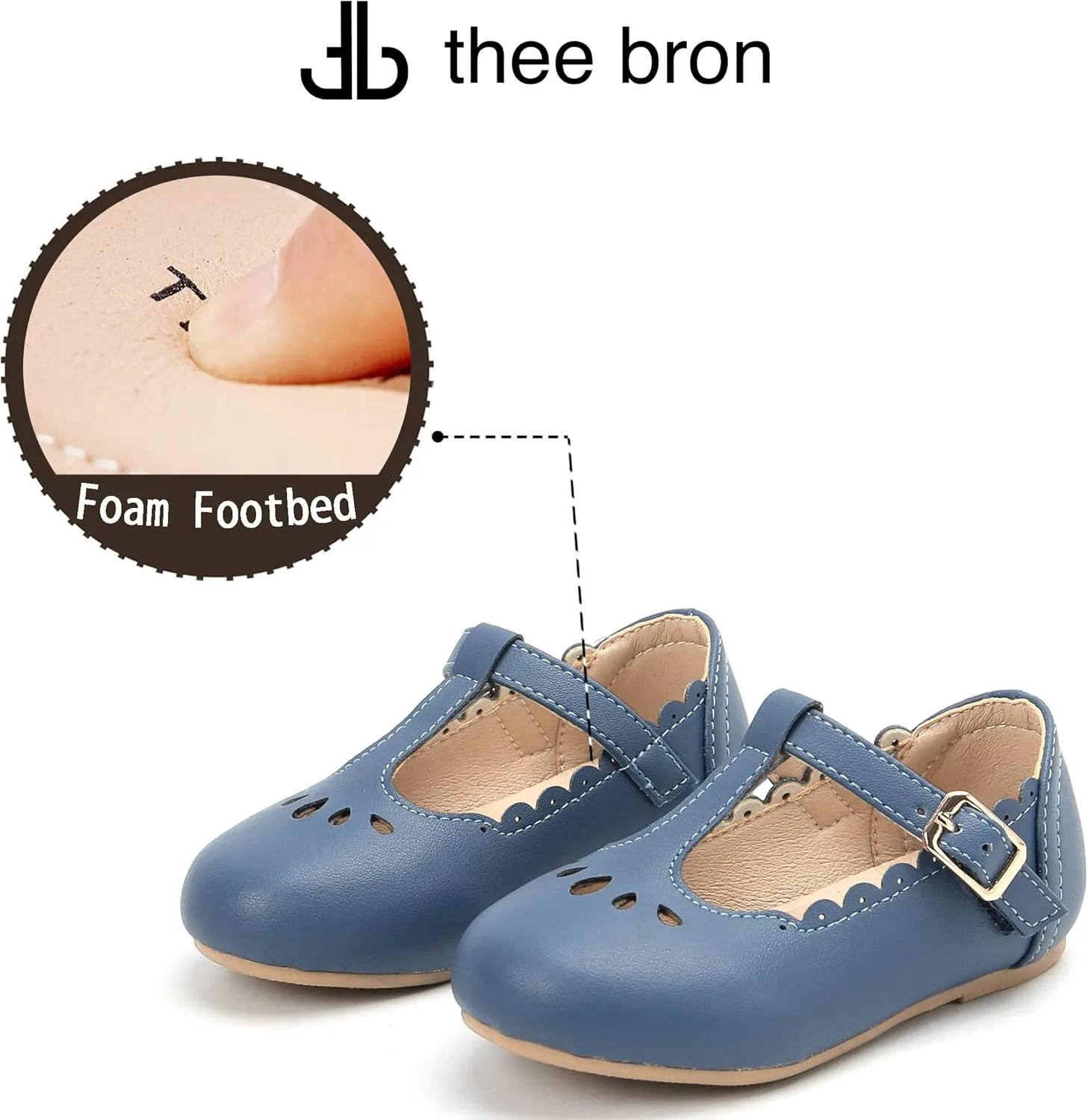 THEE BRON Girl's T-Strap Flats Toddler/Little Kid Ballet Mary Jane Party Dress Shoes