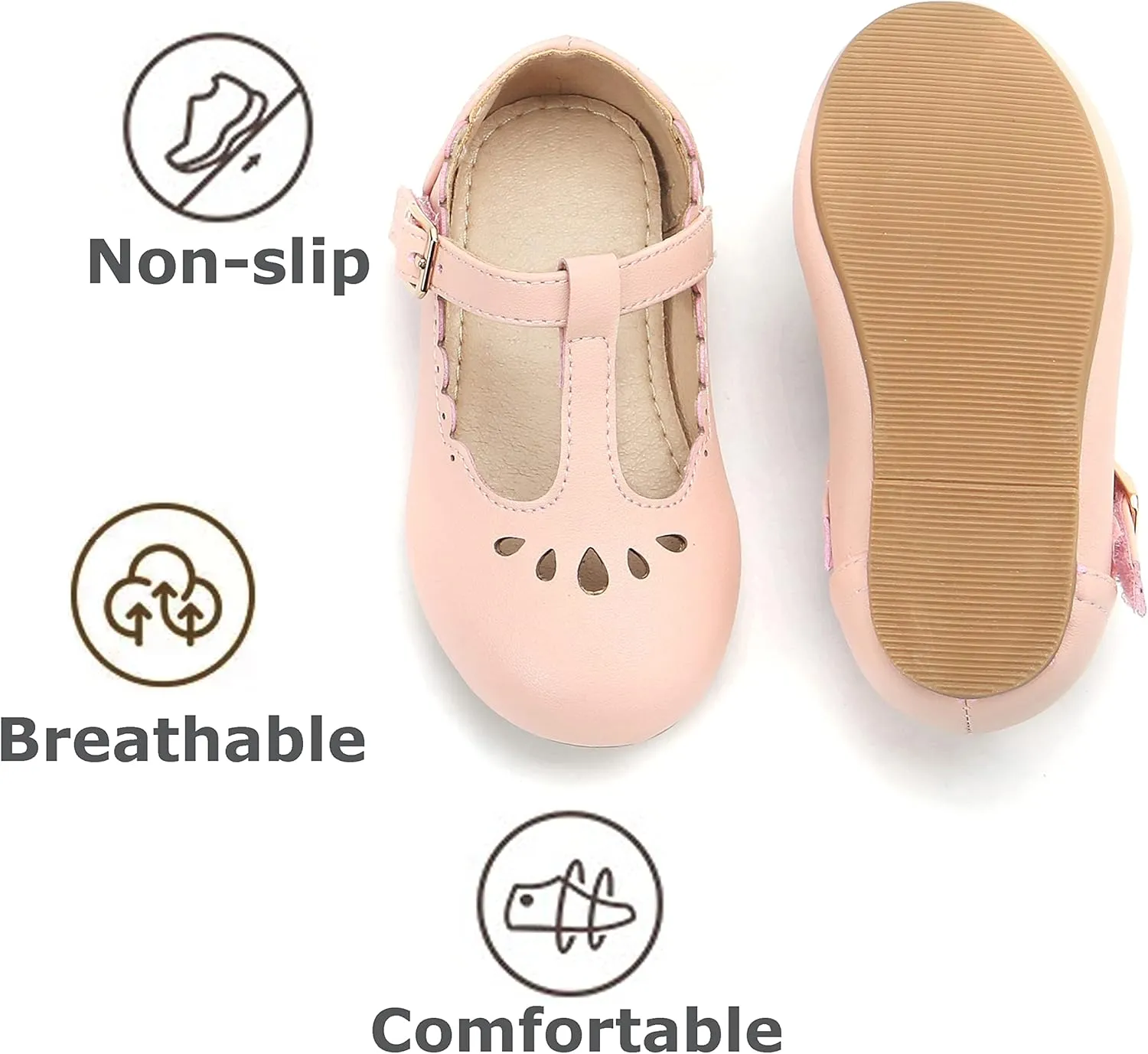 THEE BRON Girl's T-Strap Flats Toddler/Little Kid Ballet Mary Jane Party Dress Shoes