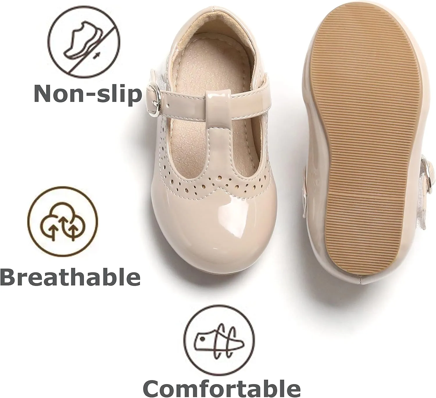THEE BRON Girl's T-Strap Flats Toddler/Little Kid Ballet Mary Jane Party Dress Shoes