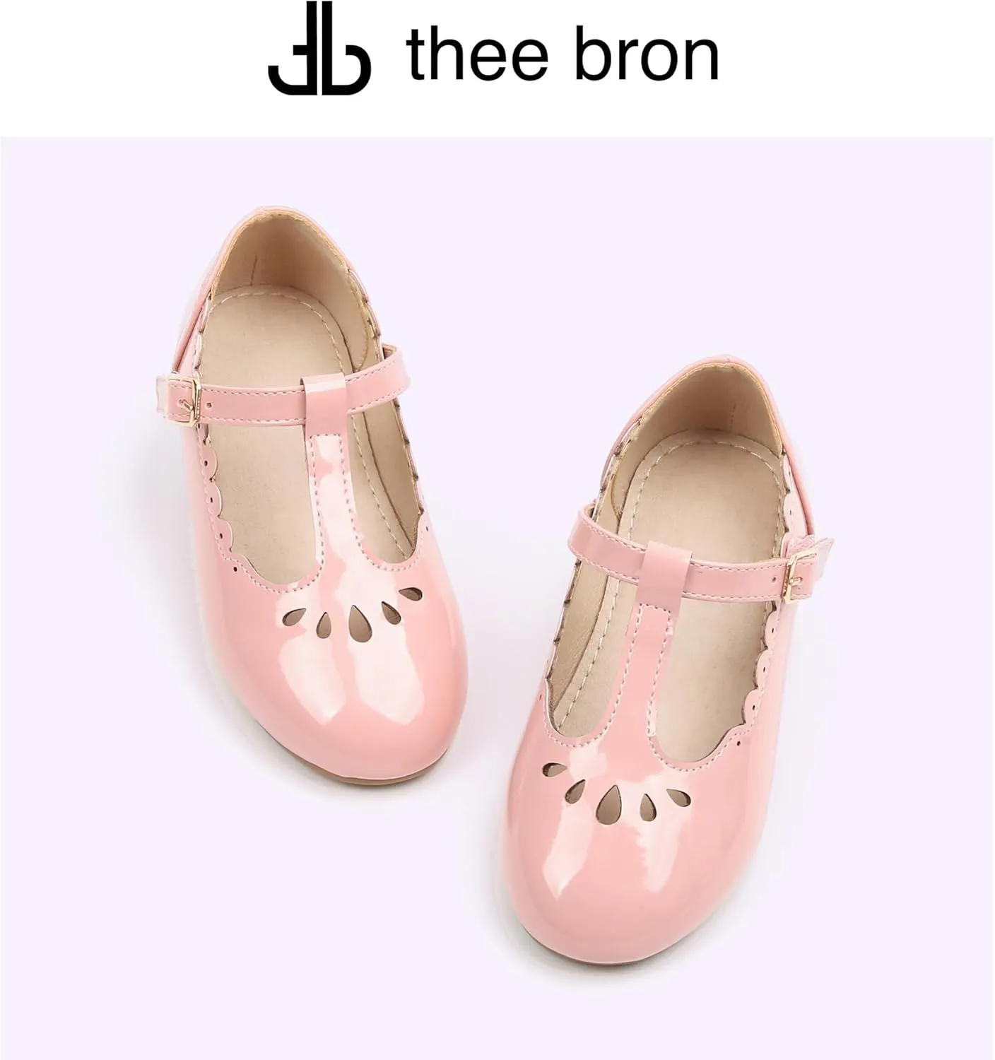 THEE BRON Girl's T-Strap Flats Toddler/Little Kid Ballet Mary Jane Party Dress Shoes