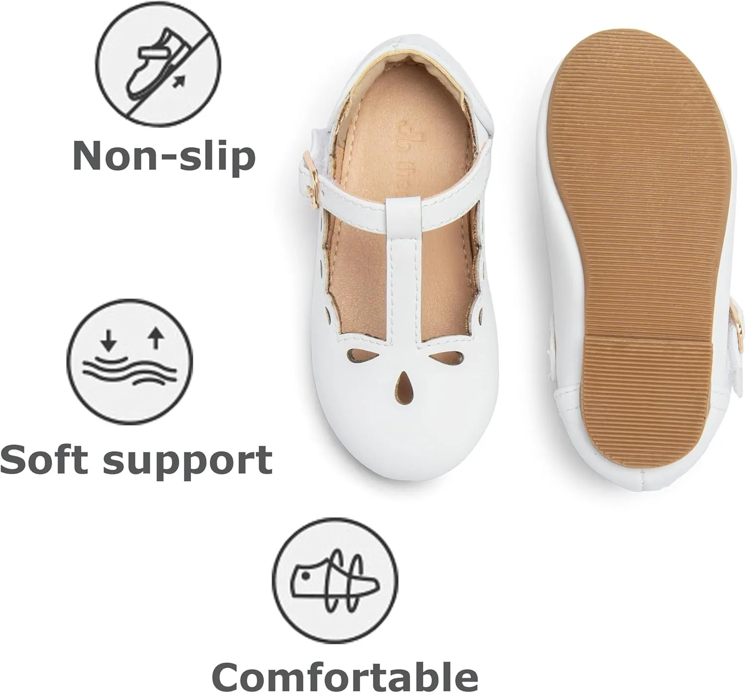THEE BRON Girl's T-Strap Flats Toddler/Little Kid Ballet Mary Jane Party Dress Shoes