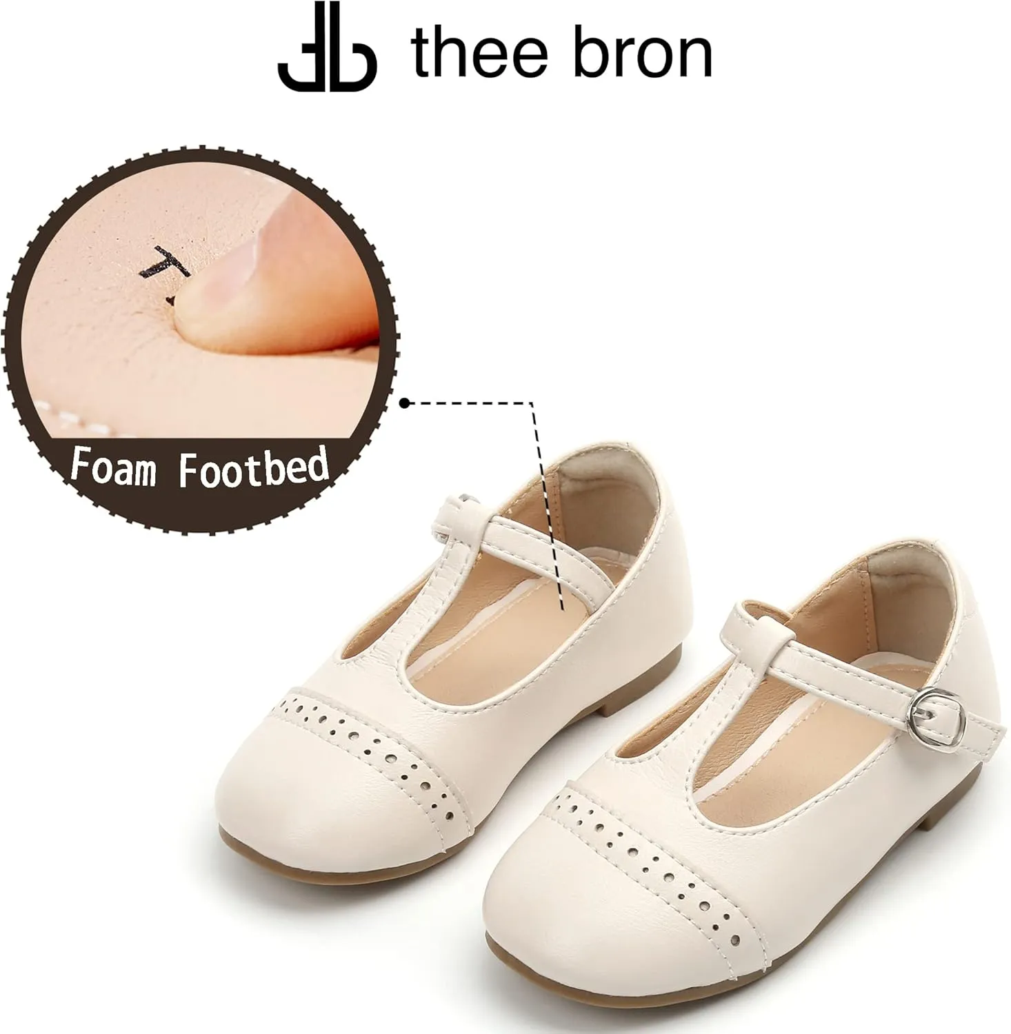 THEE BRON Girl's T-Strap Flats Toddler/Little Kid Ballet Mary Jane Party Dress Shoes
