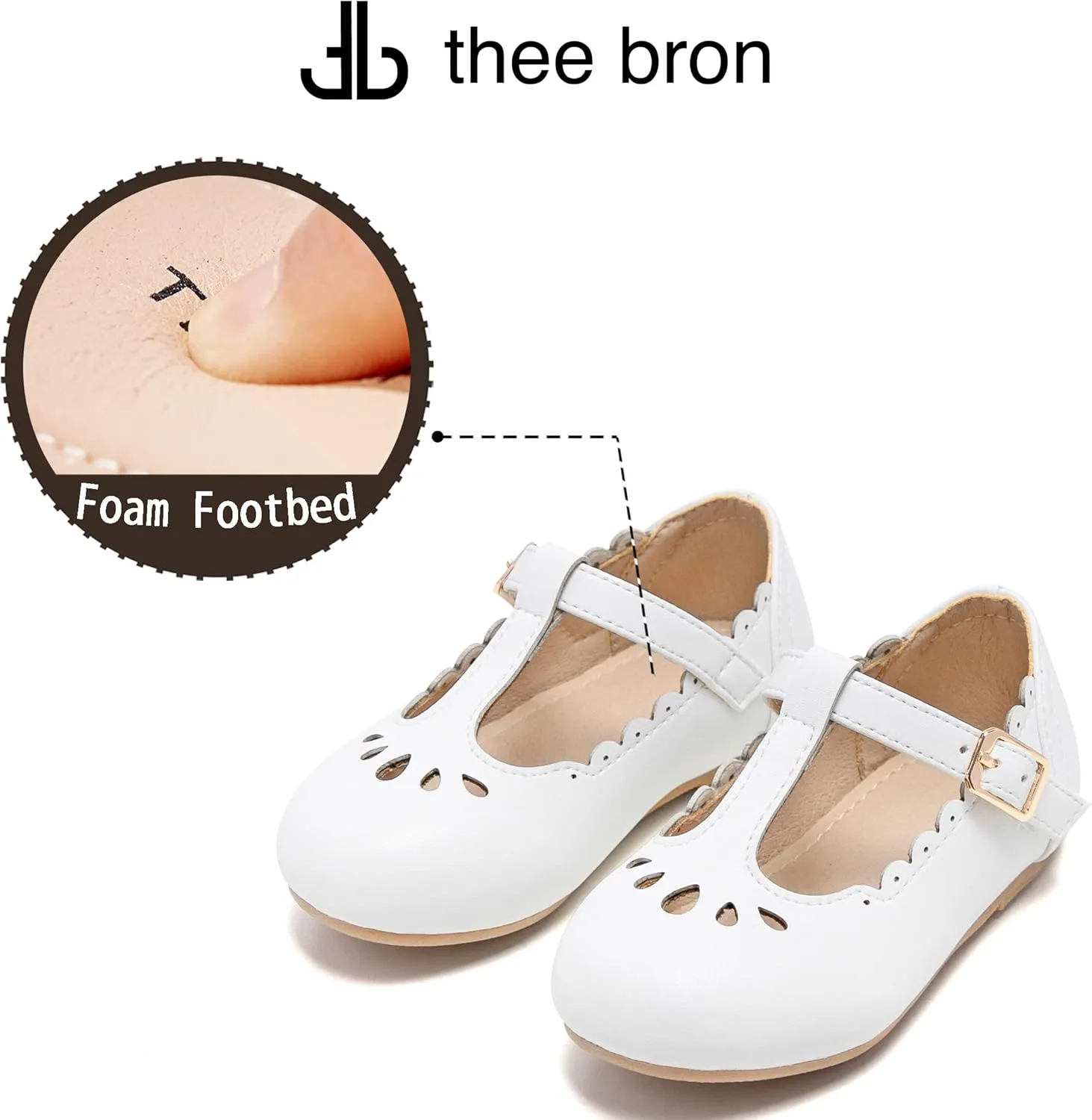THEE BRON Girl's T-Strap Flats Toddler/Little Kid Ballet Mary Jane Party Dress Shoes
