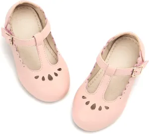 THEE BRON Girl's T-Strap Flats Toddler/Little Kid Ballet Mary Jane Party Dress Shoes