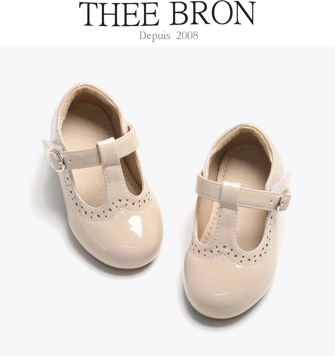 THEE BRON Girl's T-Strap Flats Toddler/Little Kid Ballet Mary Jane Party Dress Shoes