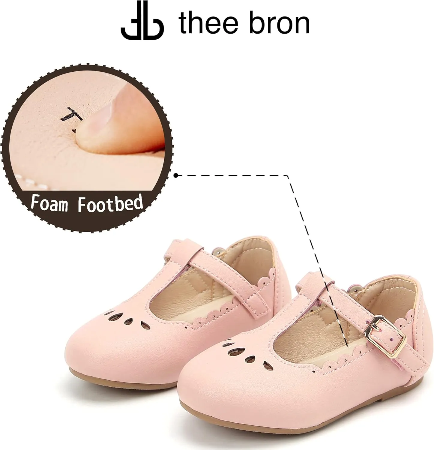THEE BRON Girl's T-Strap Flats Toddler/Little Kid Ballet Mary Jane Party Dress Shoes