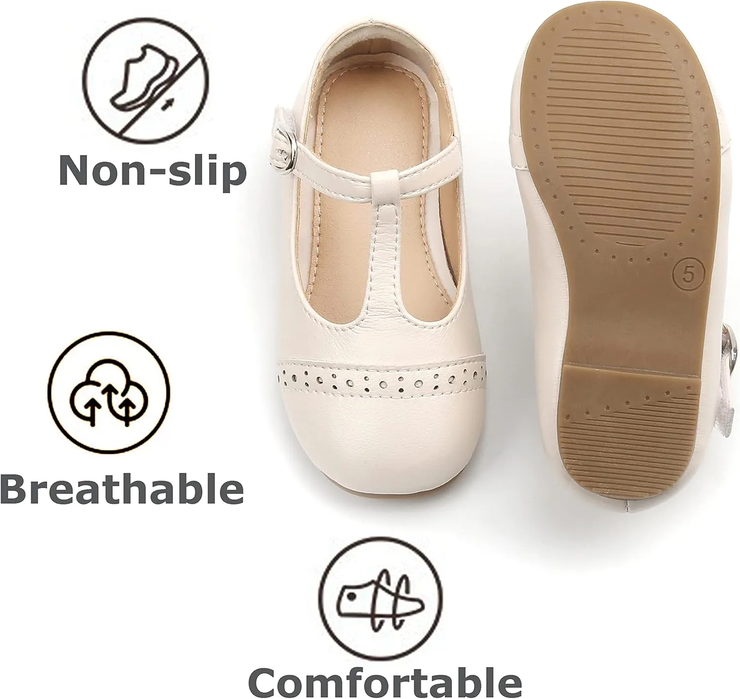 THEE BRON Girl's T-Strap Flats Toddler/Little Kid Ballet Mary Jane Party Dress Shoes