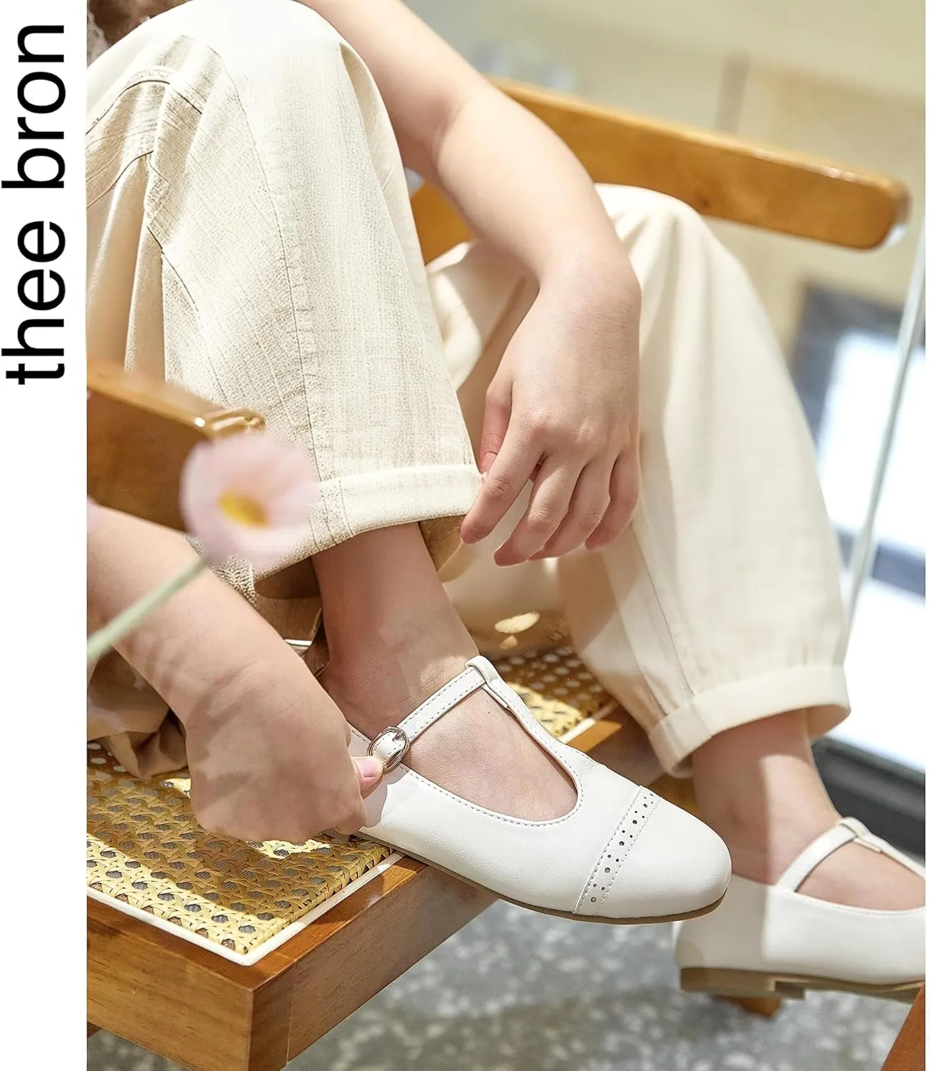 THEE BRON Girl's T-Strap Flats Toddler/Little Kid Ballet Mary Jane Party Dress Shoes