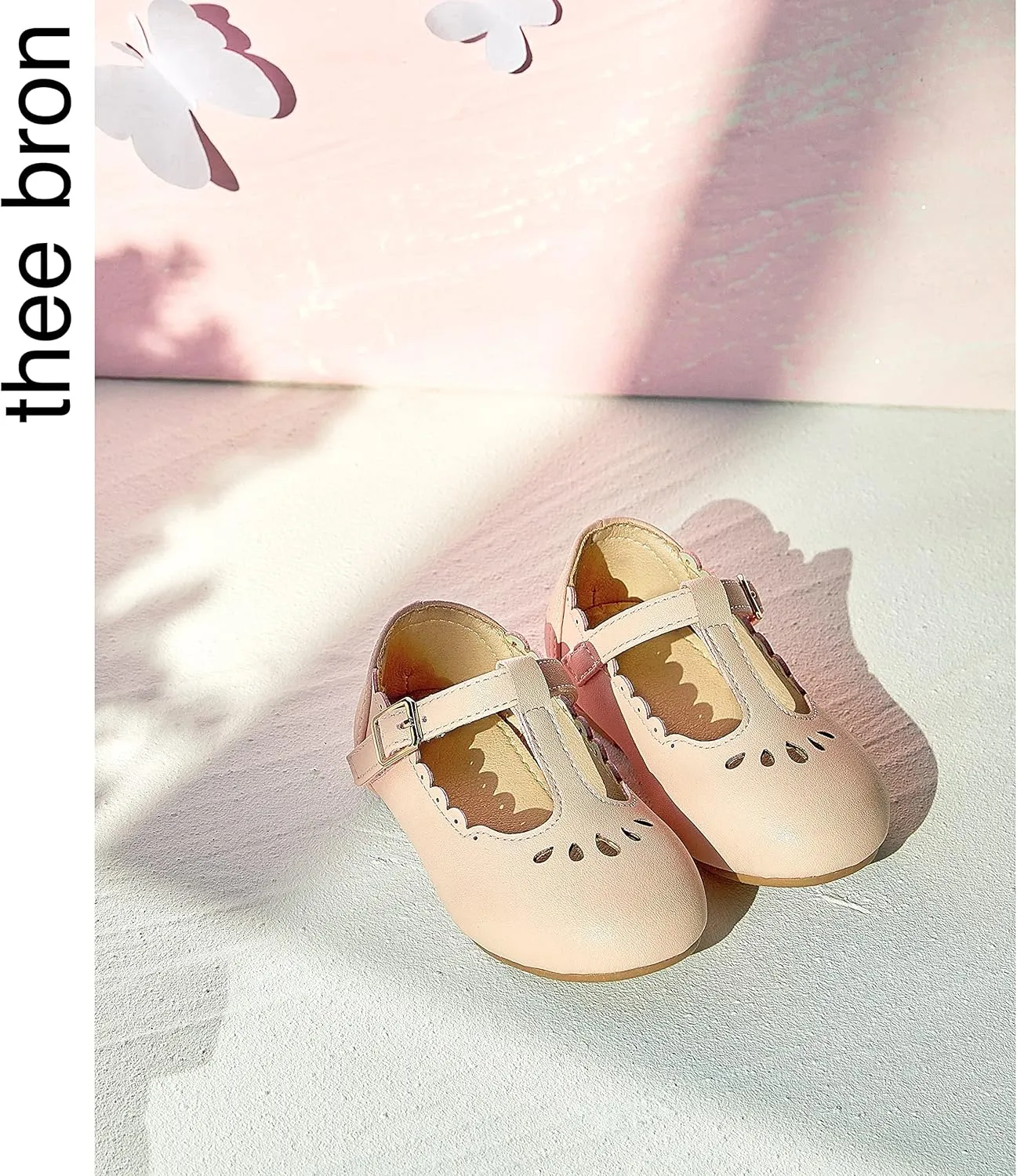 THEE BRON Girl's T-Strap Flats Toddler/Little Kid Ballet Mary Jane Party Dress Shoes