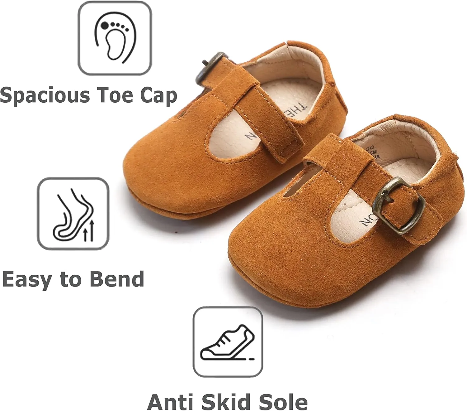 THEE BRON Infant Toddler Baby Soft Sole Leather Shoes for Girls Boys Walking Sneakers