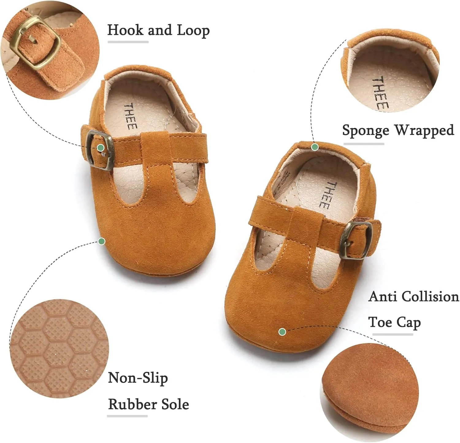 THEE BRON Infant Toddler Baby Soft Sole Leather Shoes for Girls Boys Walking Sneakers
