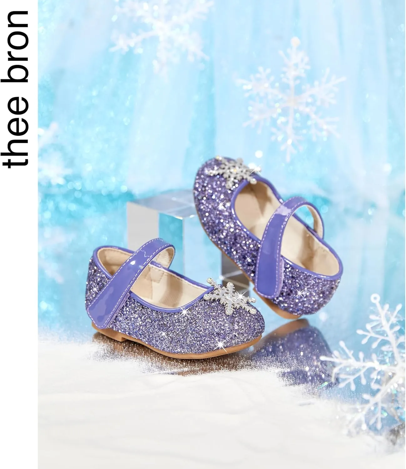 THEE BRON Toddler Dress Shoes Flower Girls Glitter Mary Jane Ballerina Flat Shoes