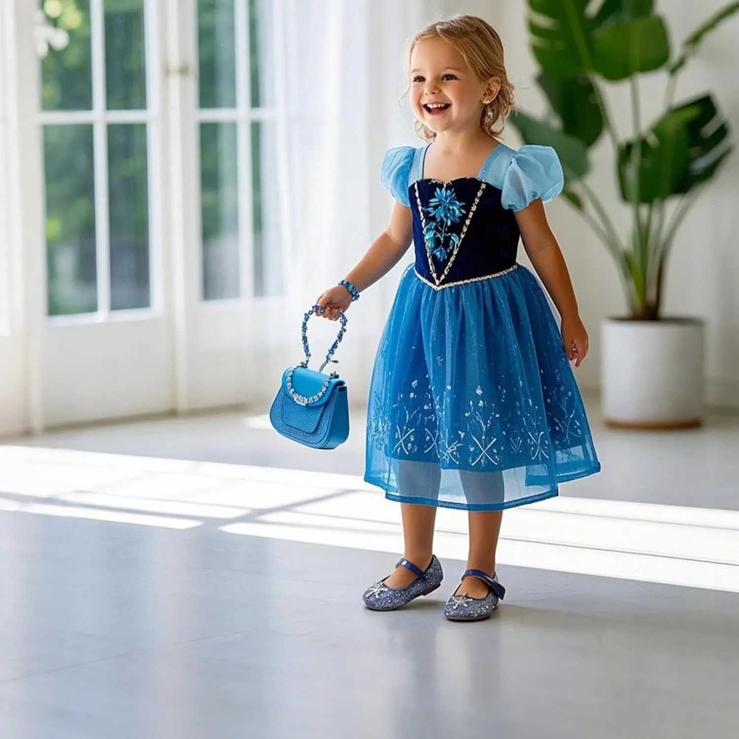 THEE BRON Toddler Dress Shoes Flower Girls Glitter Mary Jane Ballerina Flat Shoes