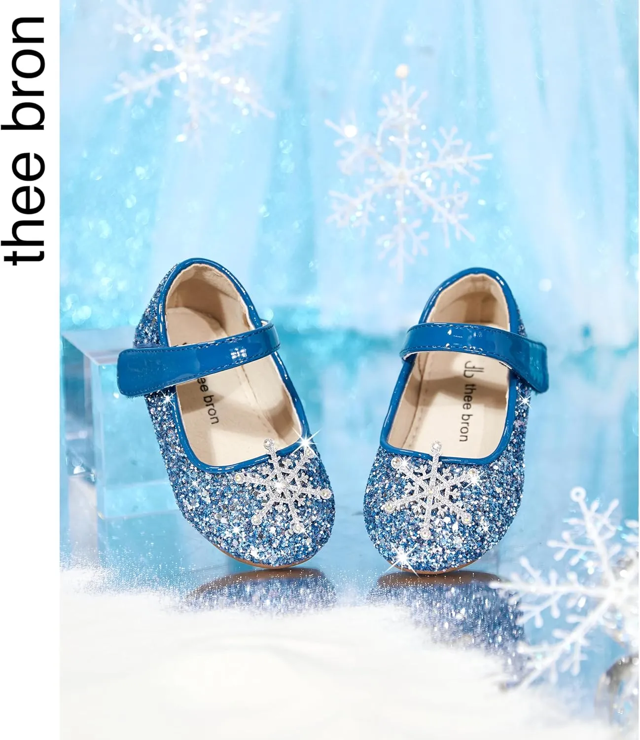 THEE BRON Toddler Dress Shoes Flower Girls Glitter Mary Jane Ballerina Flat Shoes