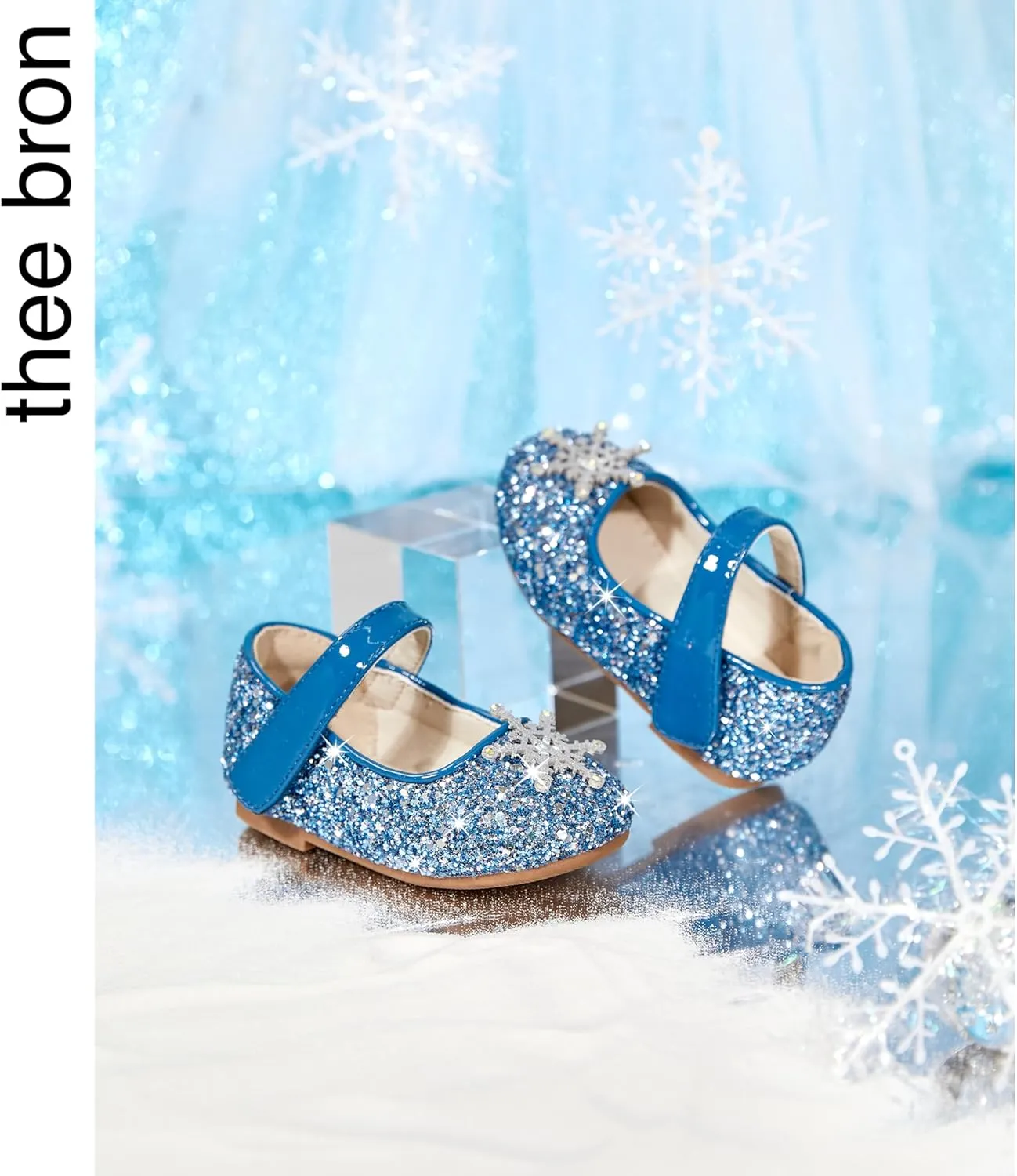 THEE BRON Toddler Dress Shoes Flower Girls Glitter Mary Jane Ballerina Flat Shoes