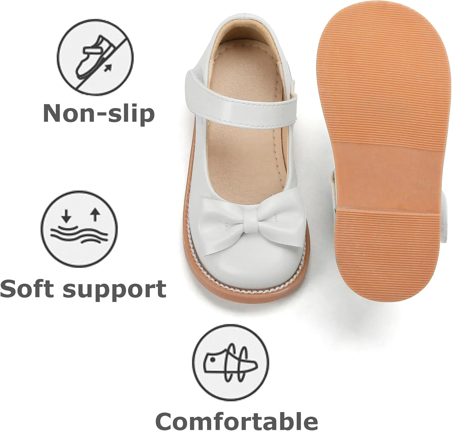 THEE BRON Toddler Girls Mary Jane Flats Kids School Uniform Party Dress Shoes