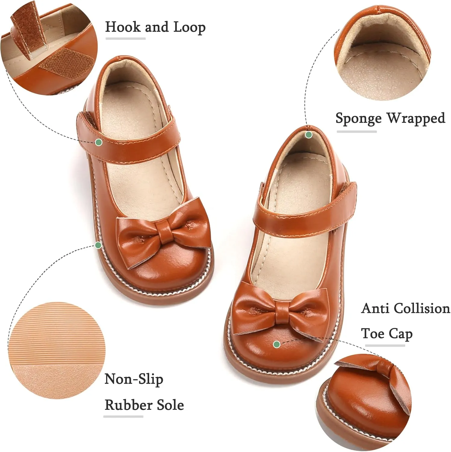 THEE BRON Toddler Girls Mary Jane Flats Kids School Uniform Party Dress Shoes