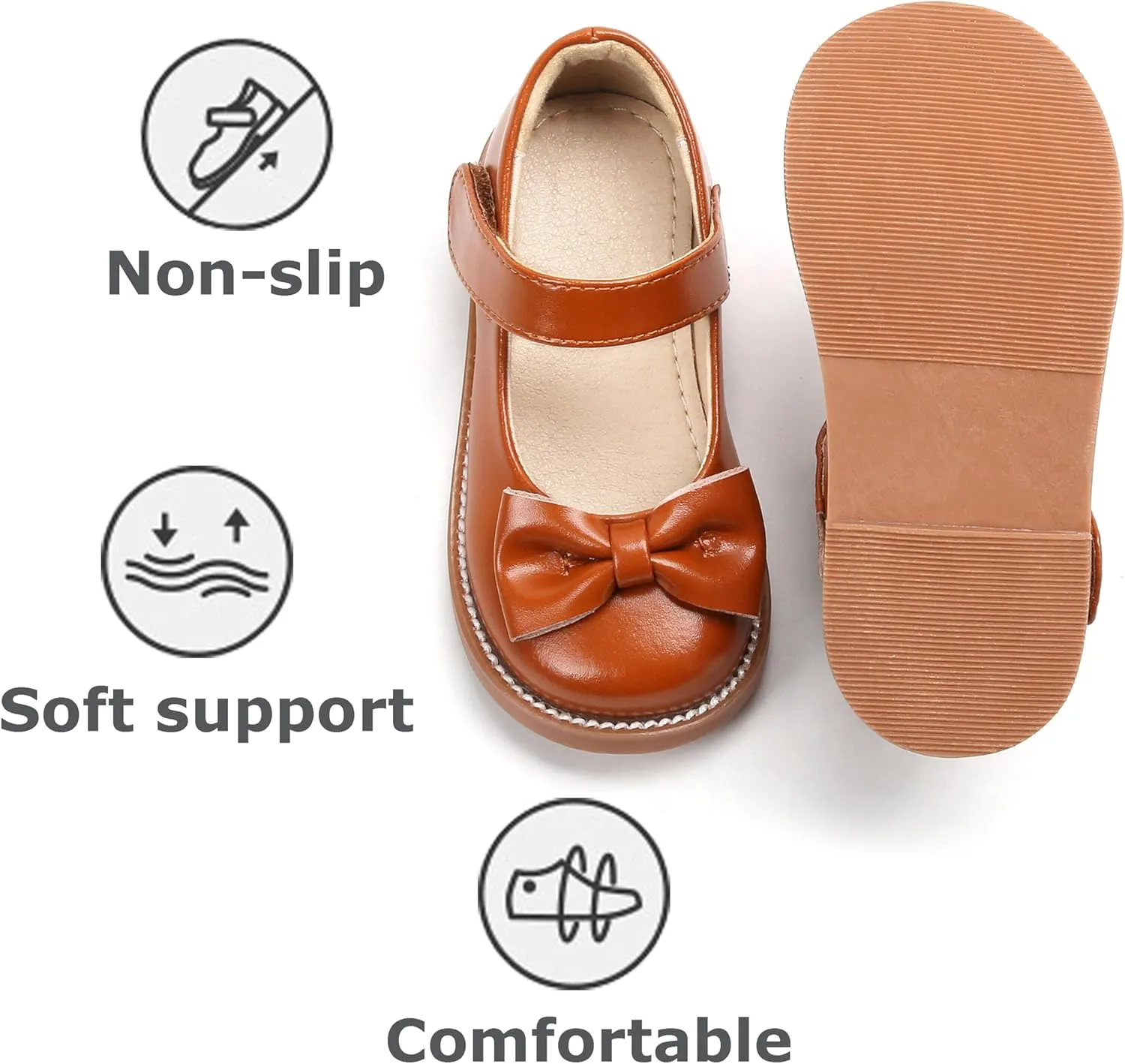 THEE BRON Toddler Girls Mary Jane Flats Kids School Uniform Party Dress Shoes