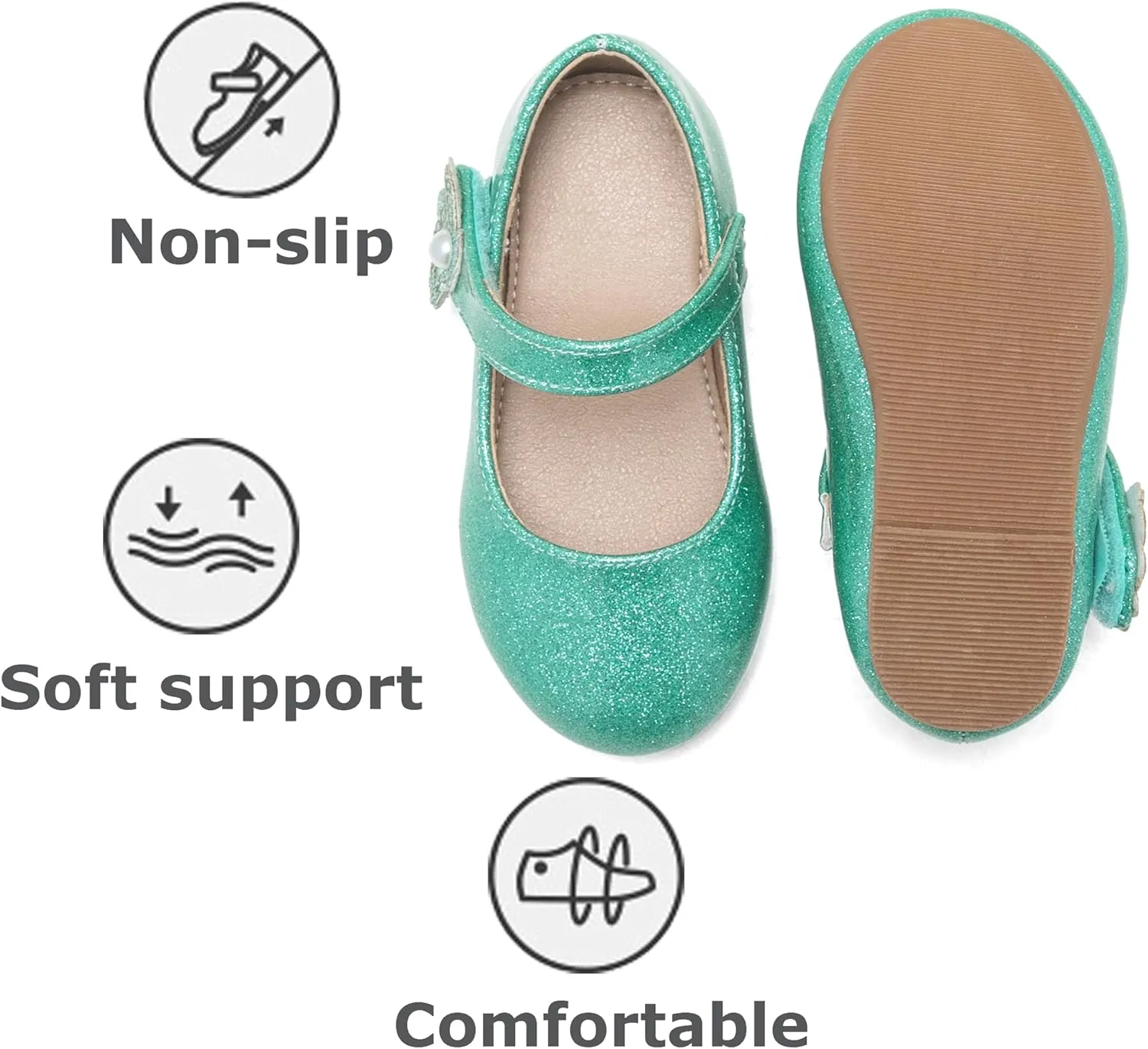 THEE BRON Toddler Girls Shoes Mary Jane Flats for Girls Ballerina Dress Shoes