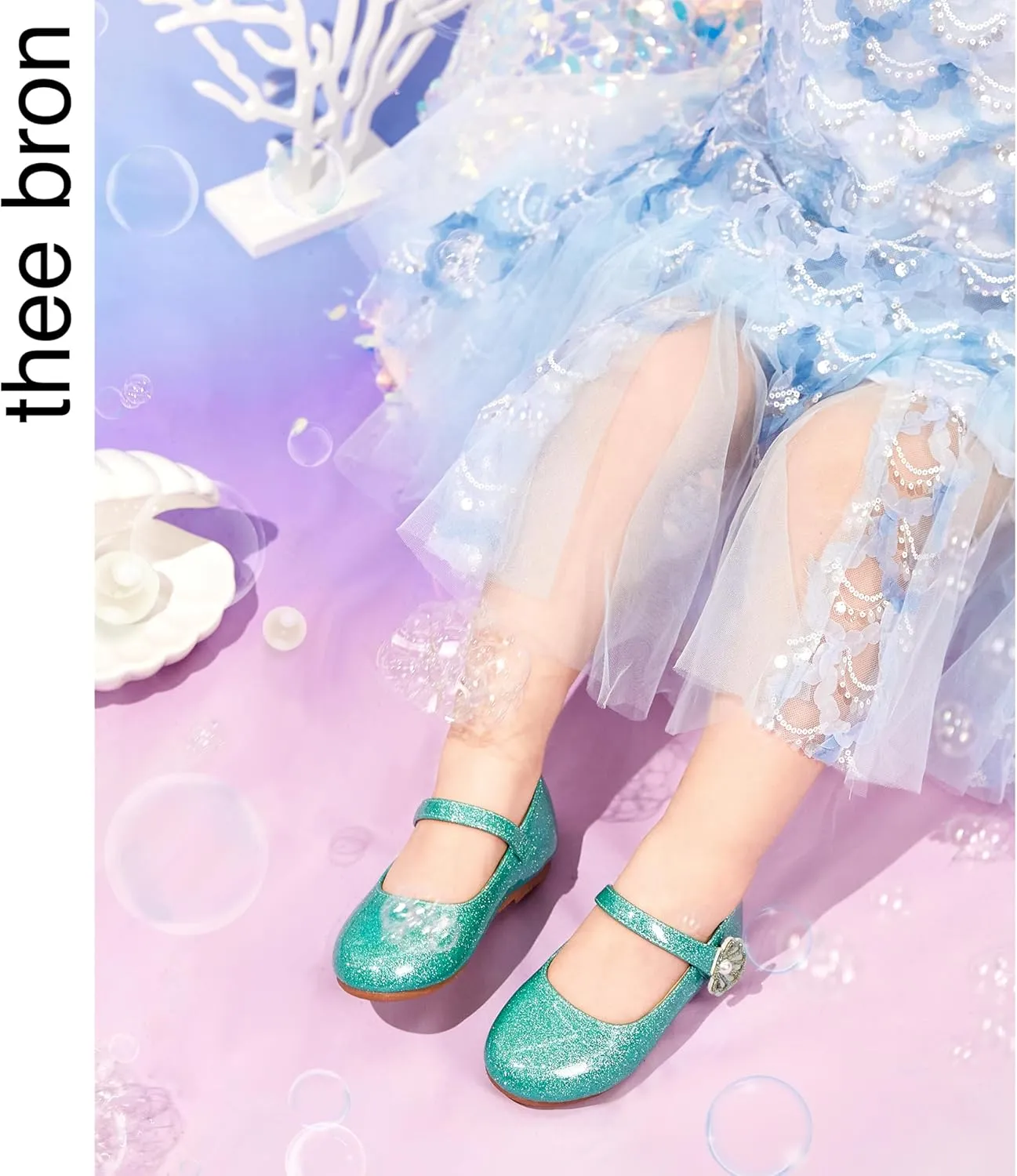 THEE BRON Toddler Girls Shoes Mary Jane Flats for Girls Ballerina Dress Shoes