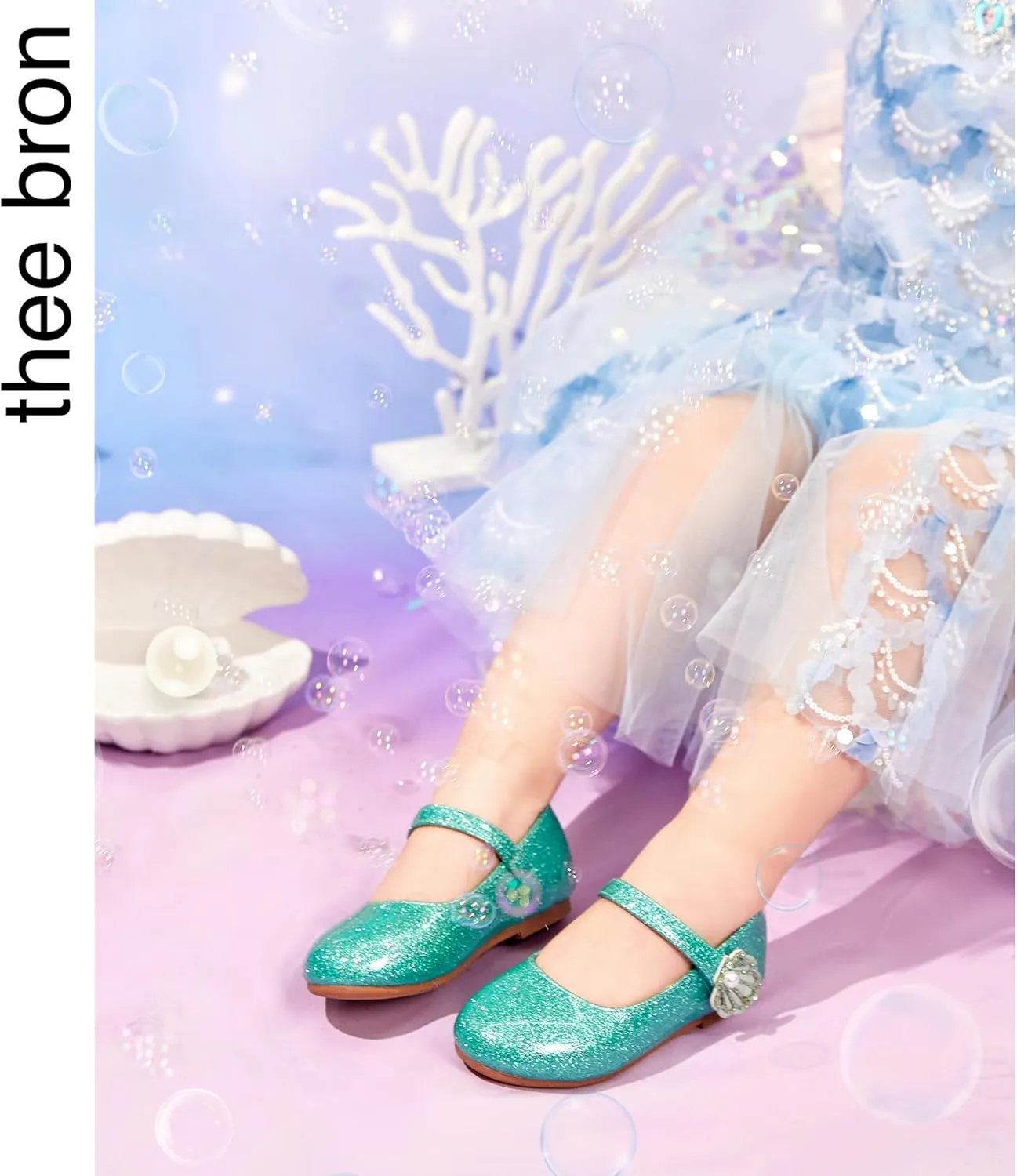 THEE BRON Toddler Girls Shoes Mary Jane Flats for Girls Ballerina Dress Shoes