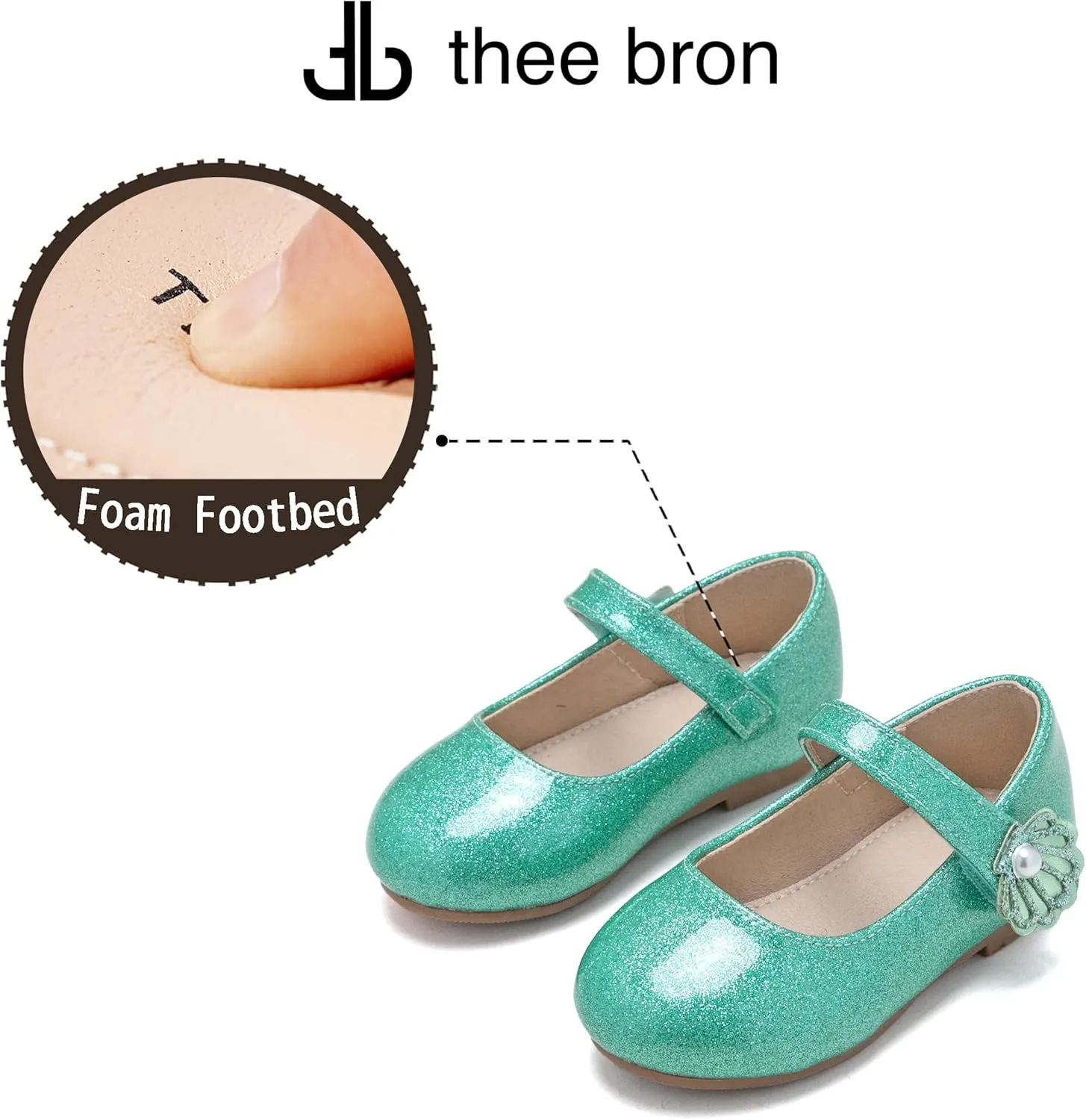 THEE BRON Toddler Girls Shoes Mary Jane Flats for Girls Ballerina Dress Shoes