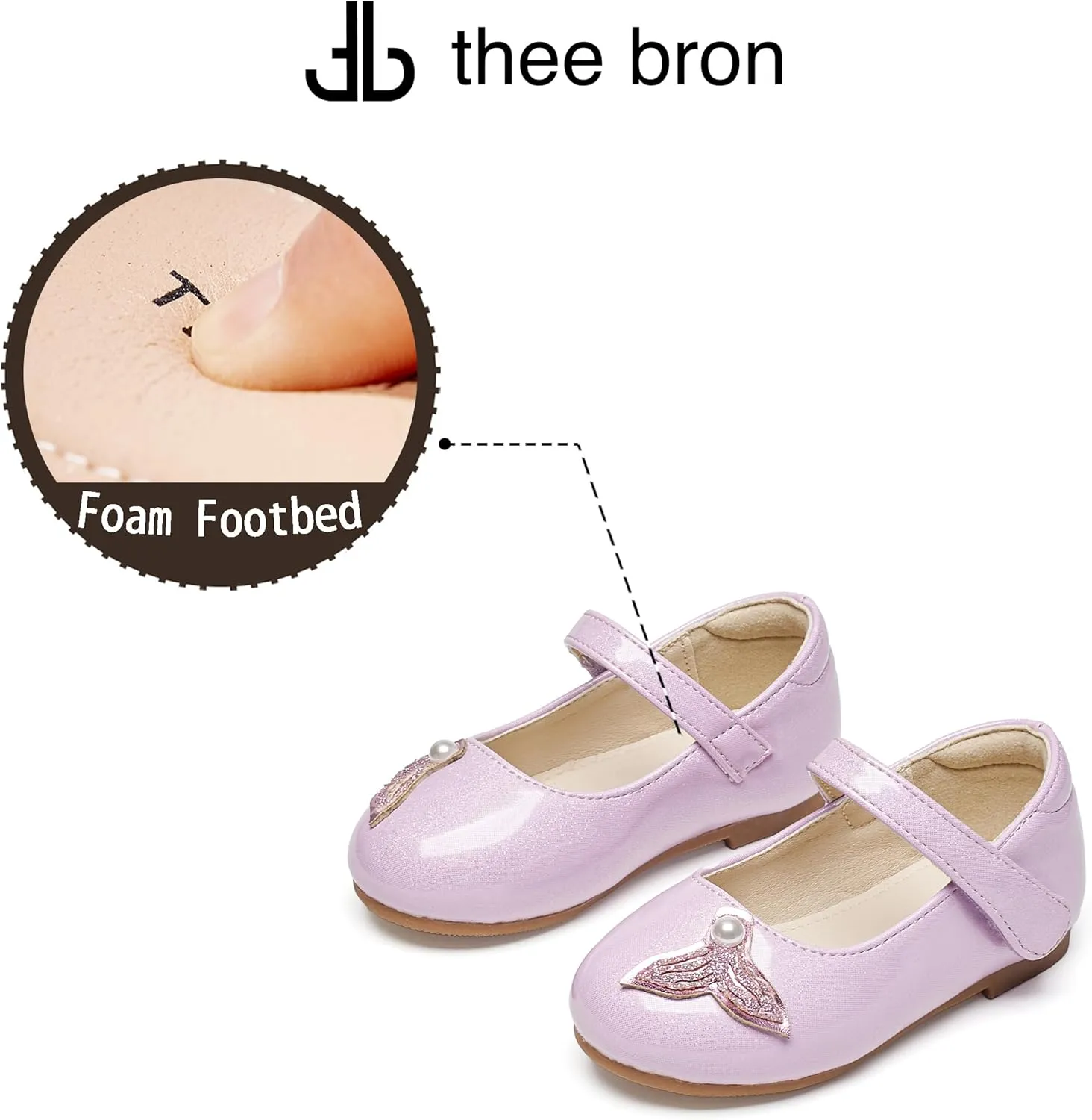 THEE BRON Toddler Little Girl Mary Jane Dress Shoes Princess Ballerina Flat Shoes