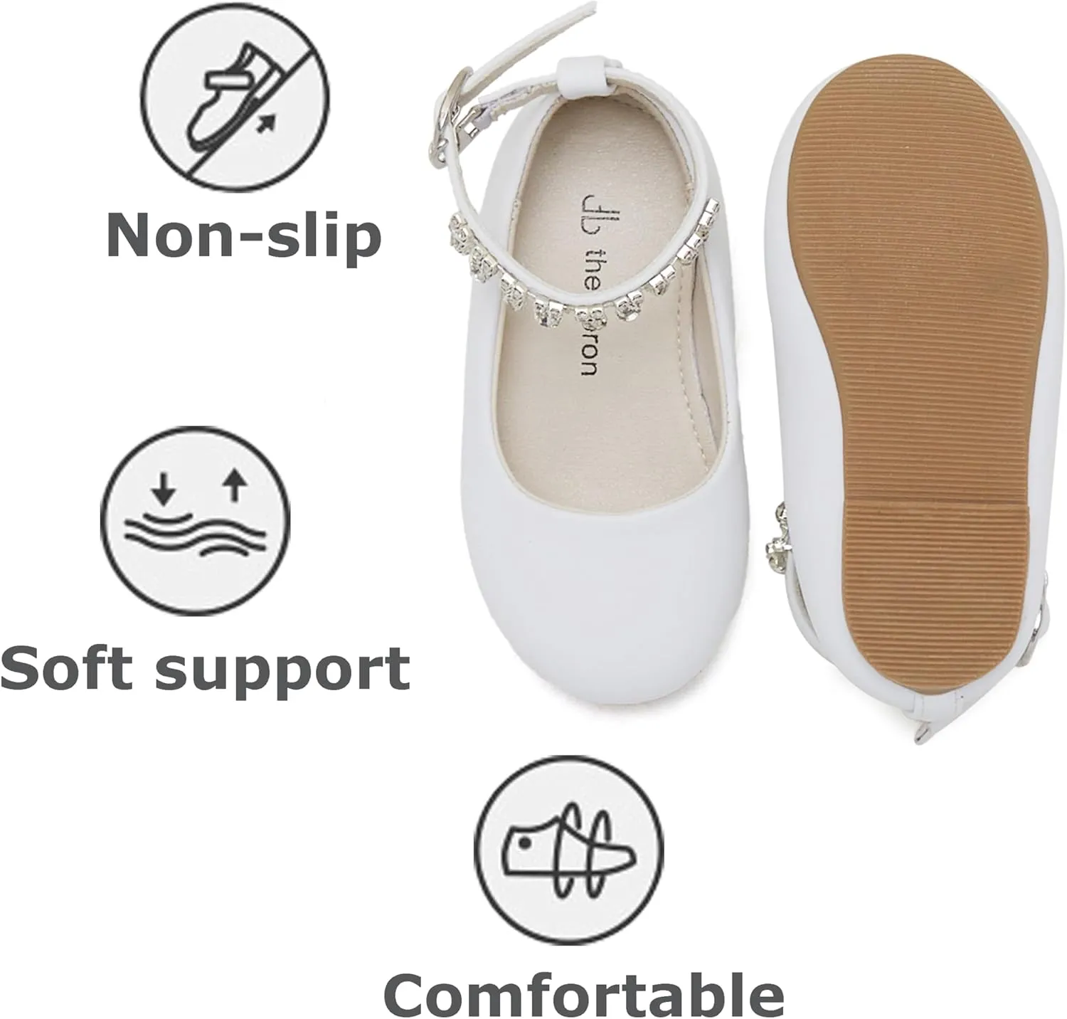THEE BRON Toddler Little Girl Mary Jane Dress Shoes Princess Ballerina Flat Shoes