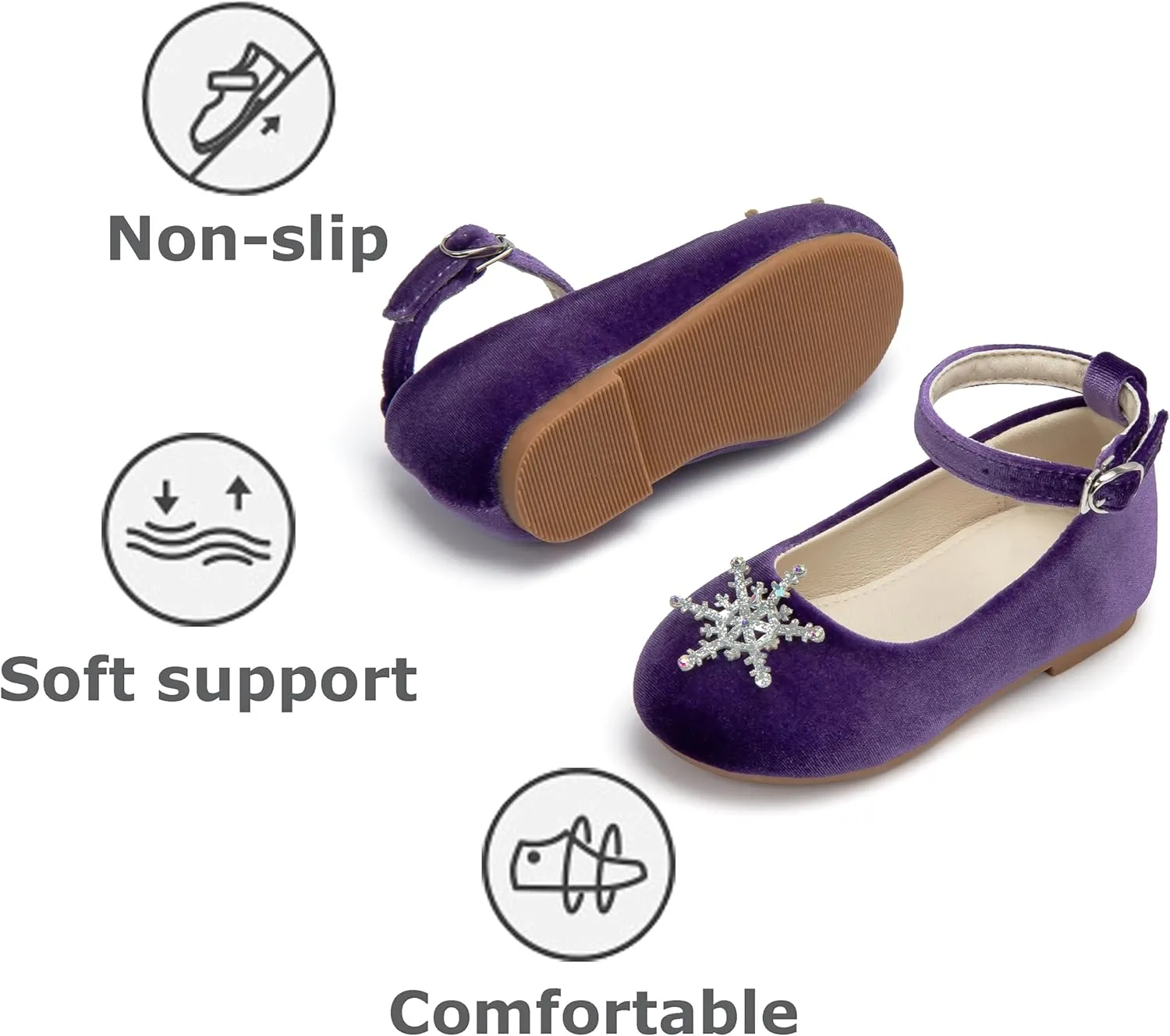 THEE BRON Toddler Little Girl Mary Jane Dress Shoes Princess Ballerina Flat Shoes