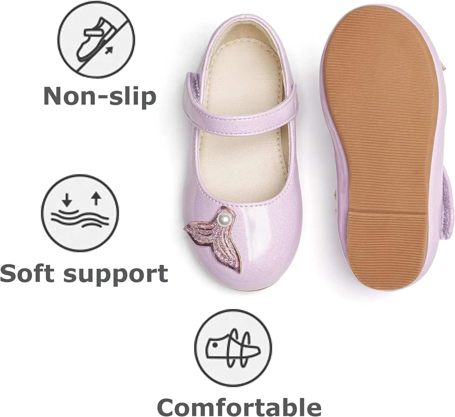 THEE BRON Toddler Little Girl Mary Jane Dress Shoes Princess Ballerina Flat Shoes