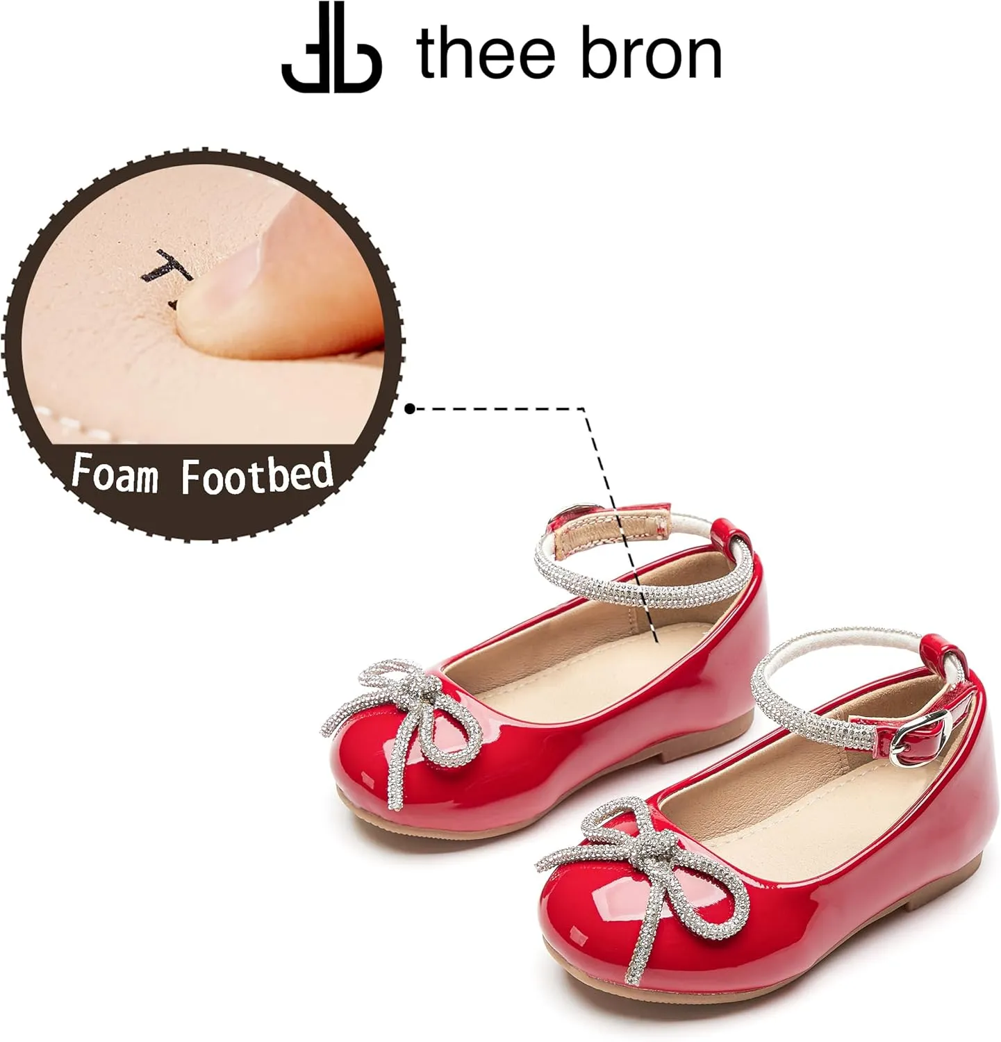 THEE BRON Toddler/Little Girl Mary Jane Flats Princess Dress Shoes
