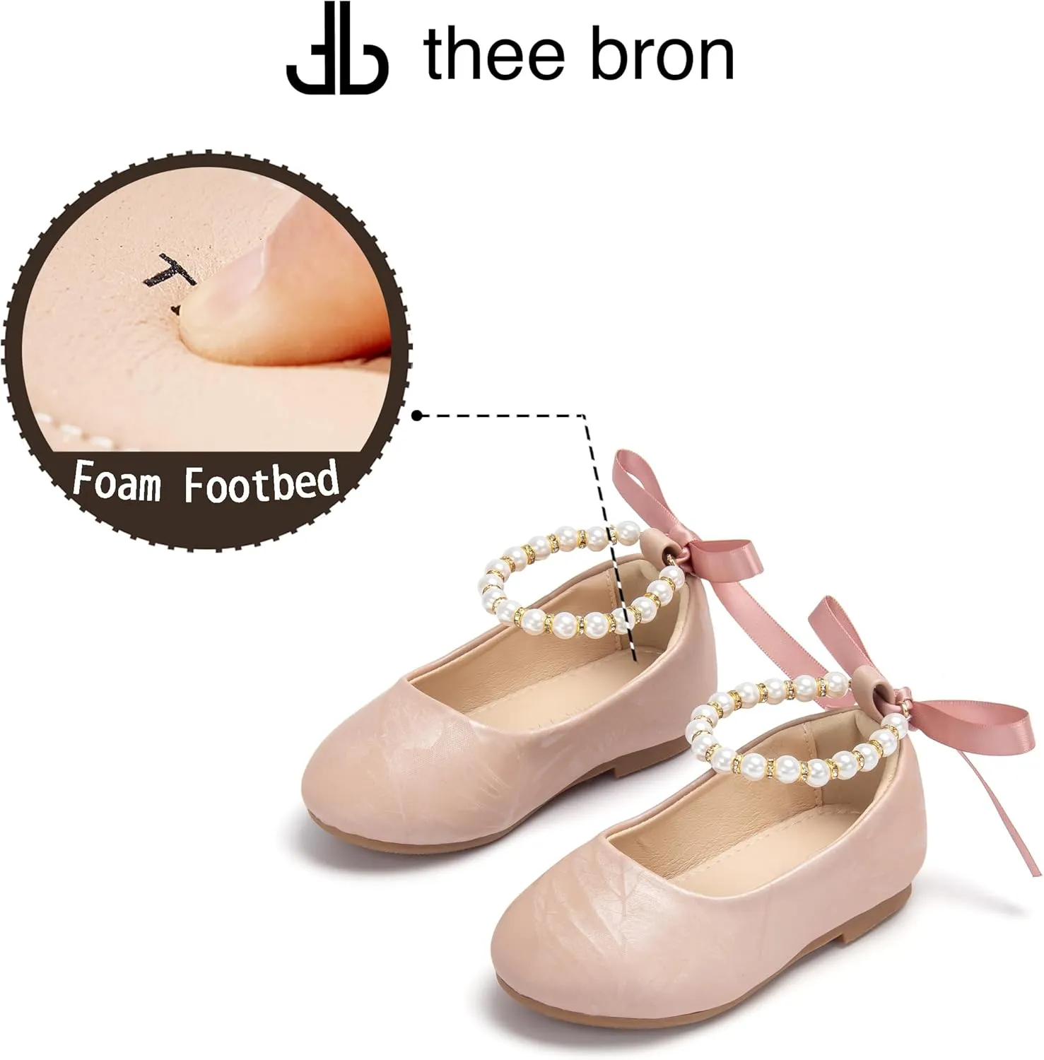 THEE BRON Toddler/Little Girl Mary Jane Flats Princess Dress Shoes