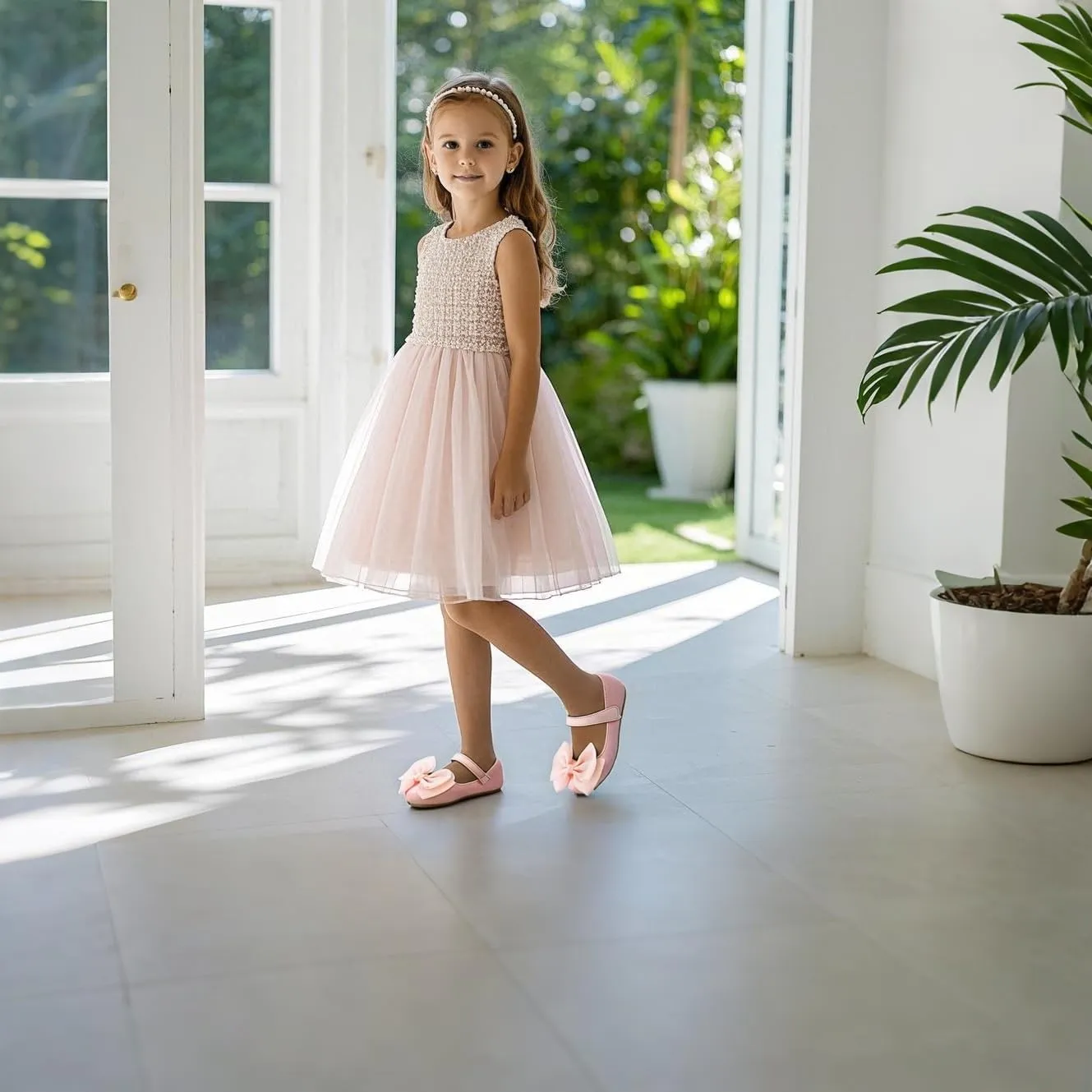 THEE BRON Toddler/Little Girl Mary Jane Flats Princess Dress Shoes