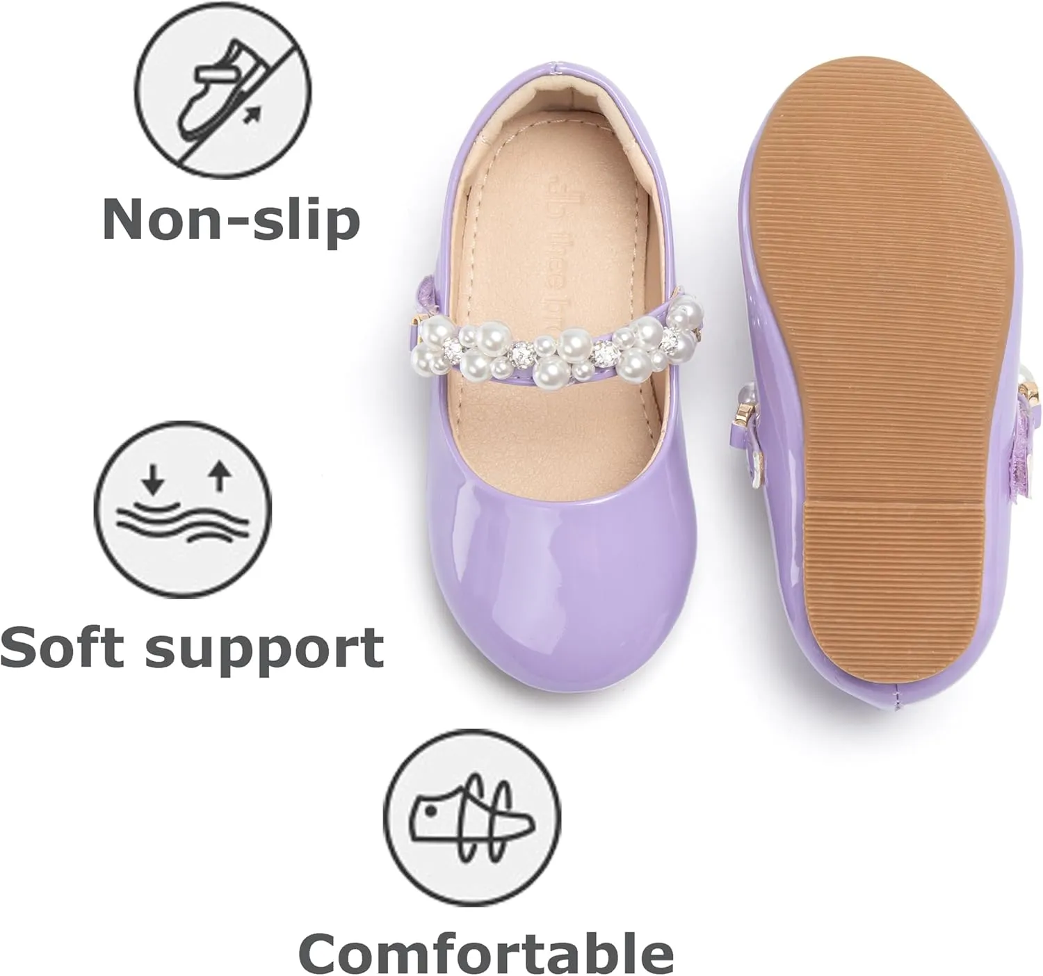 THEE BRON Toddler/Little Girl Mary Jane Flats Princess Dress Shoes
